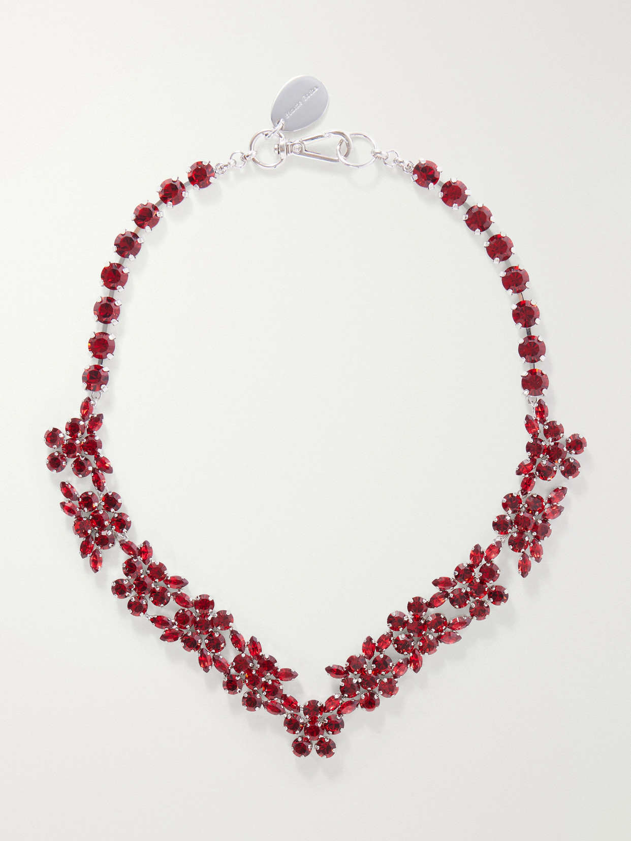 Simone Rocha Silver-tone Crystal Necklace In Red