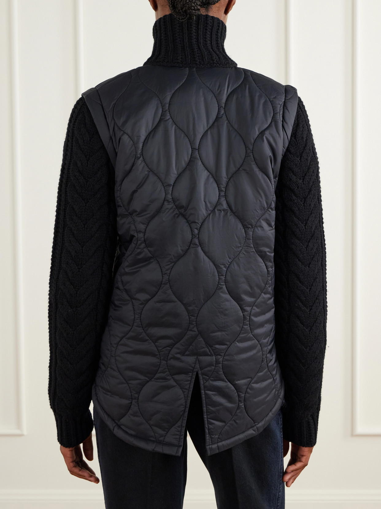 Patra Padded Cable-Knit Wool-Blend And Quilted Jacket