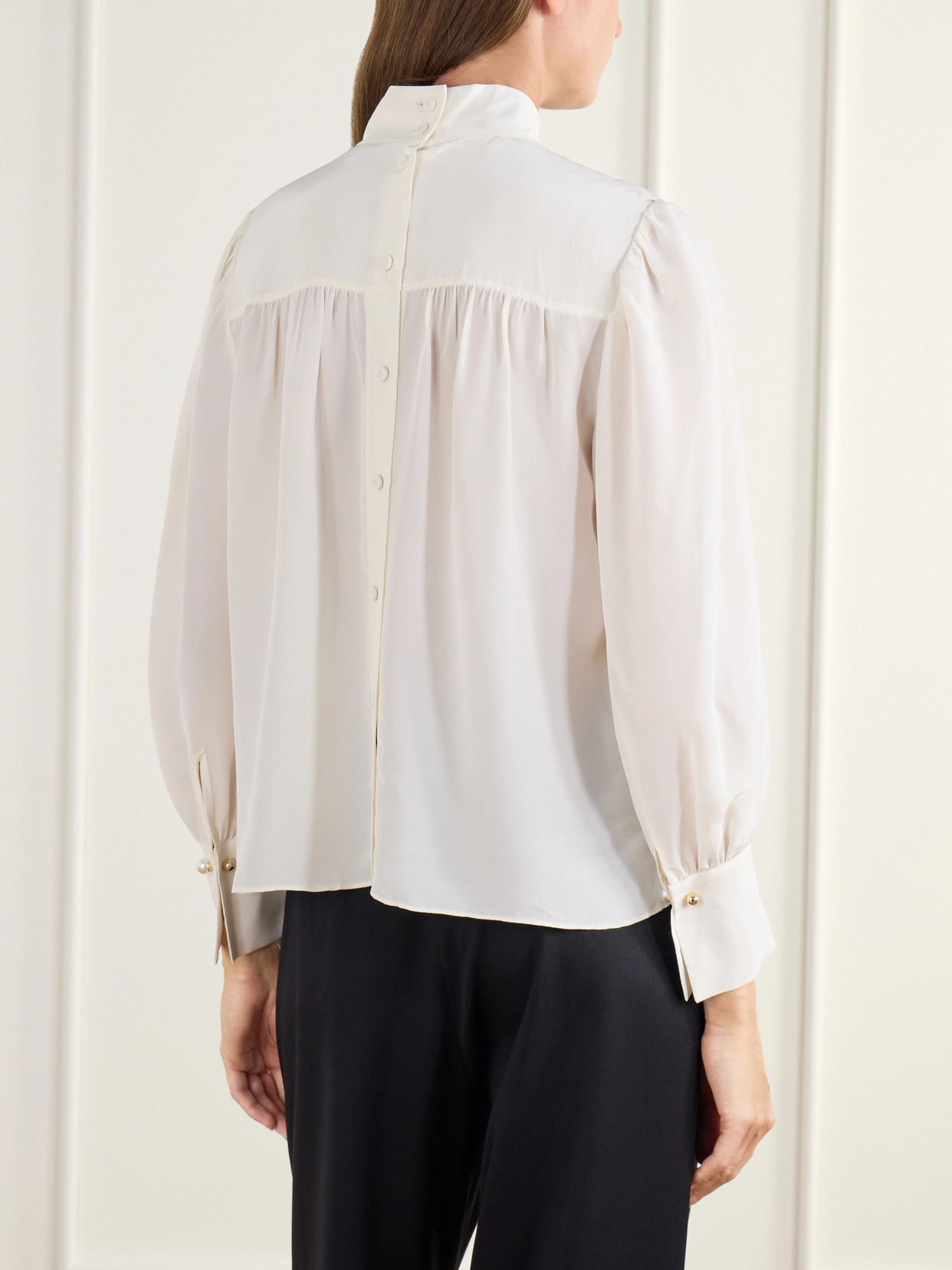 Brooks Gathered Crepe De Chine Blouse