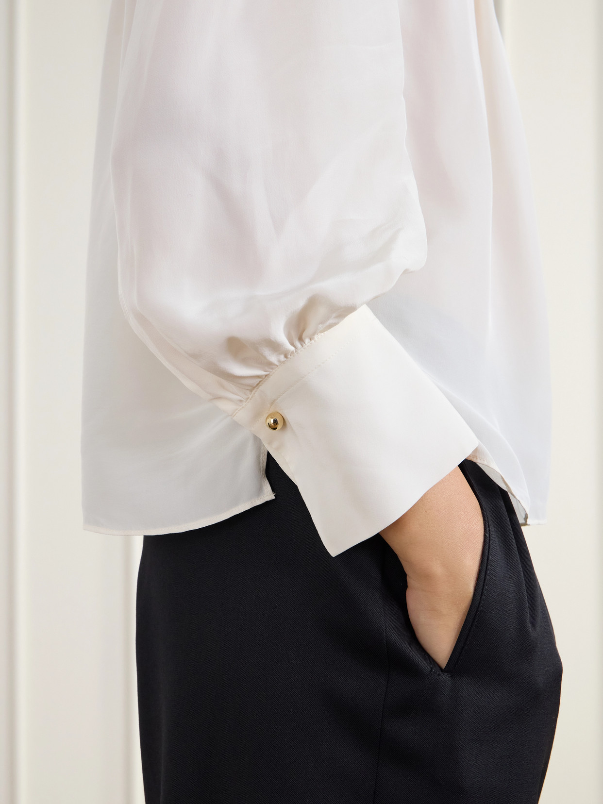 Brooks Gathered Crepe De Chine Blouse