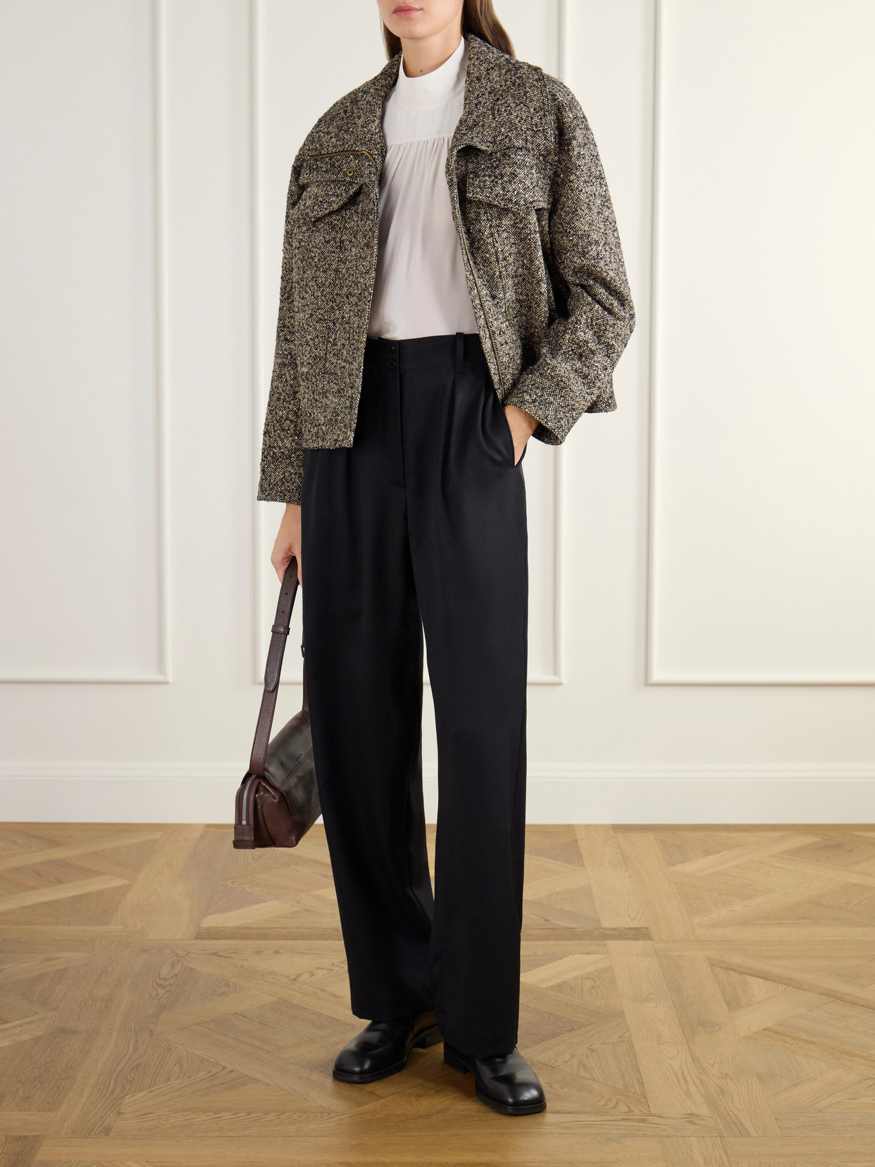 Brooks Gathered Crepe De Chine Blouse