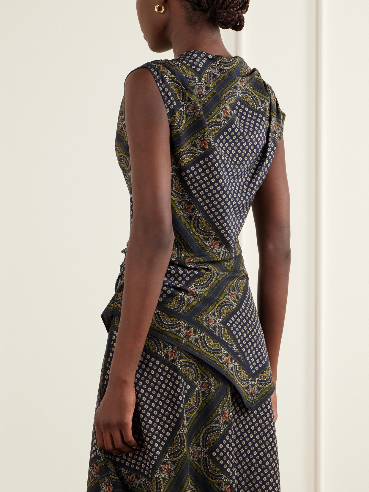 Yvonne Asymmetric Printed Silk-Blend Top
