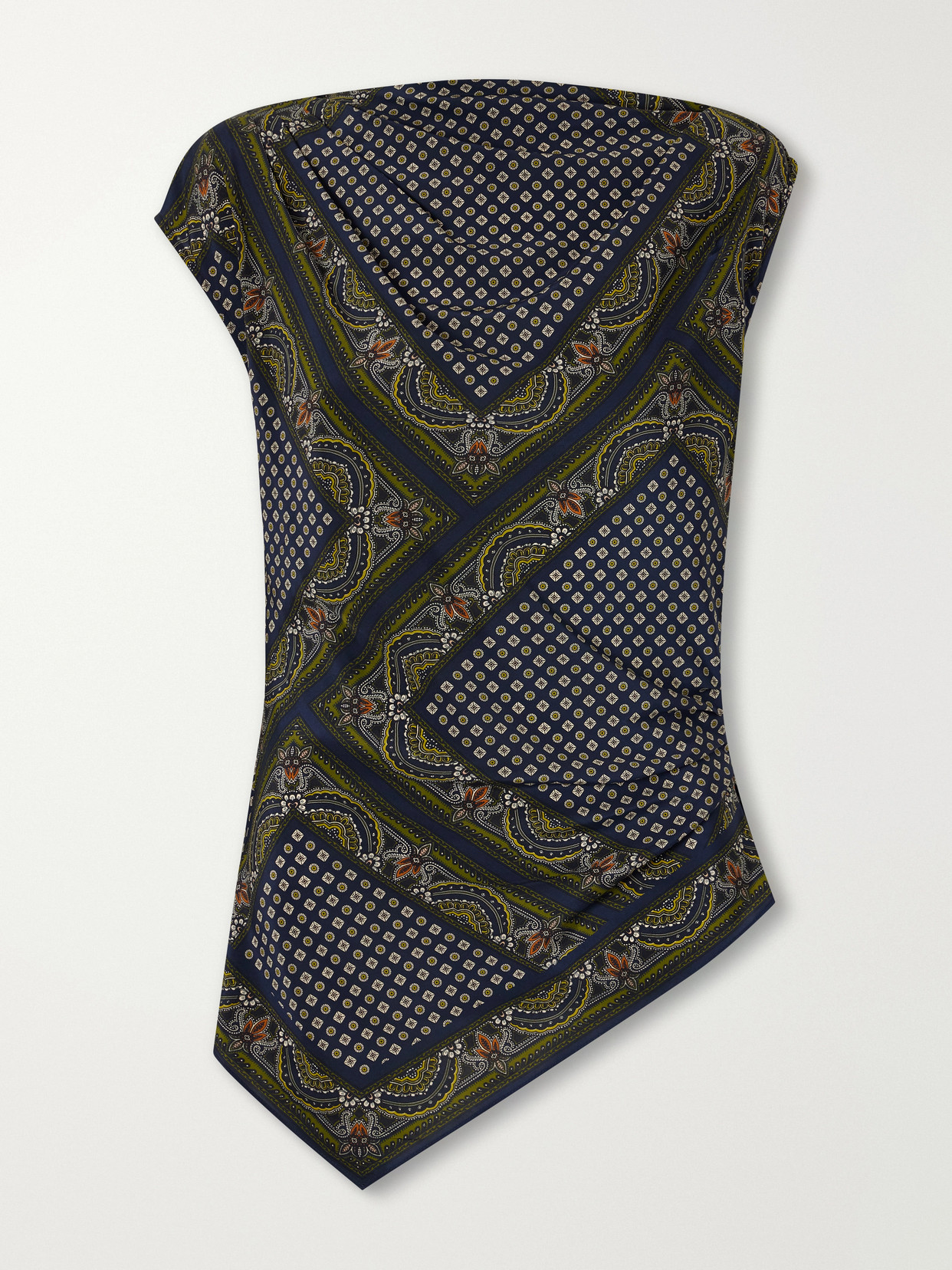 Yvonne Asymmetric Printed Silk-Blend Top