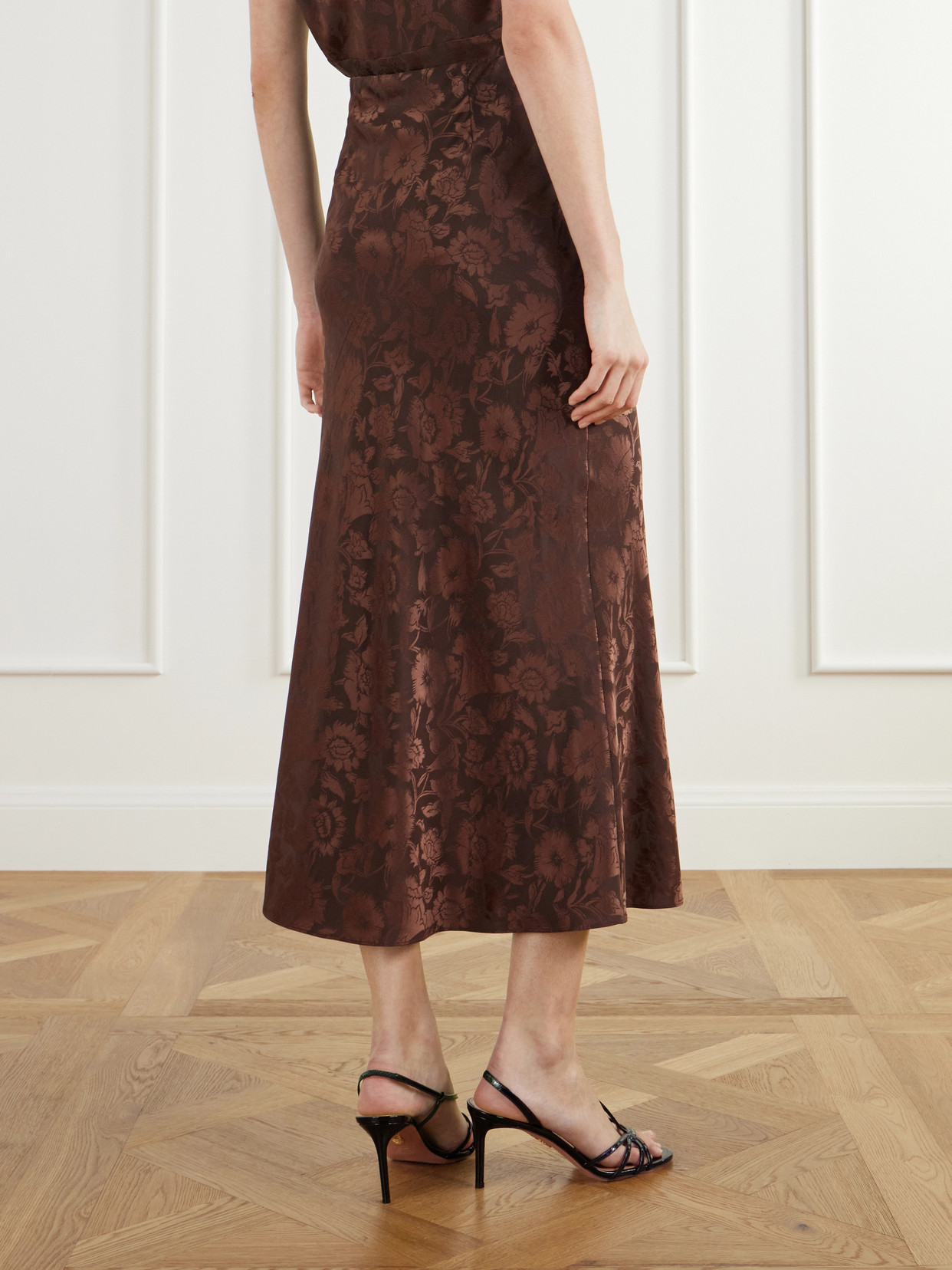 Clover Floral-Jacquard Silk-Blend Midi