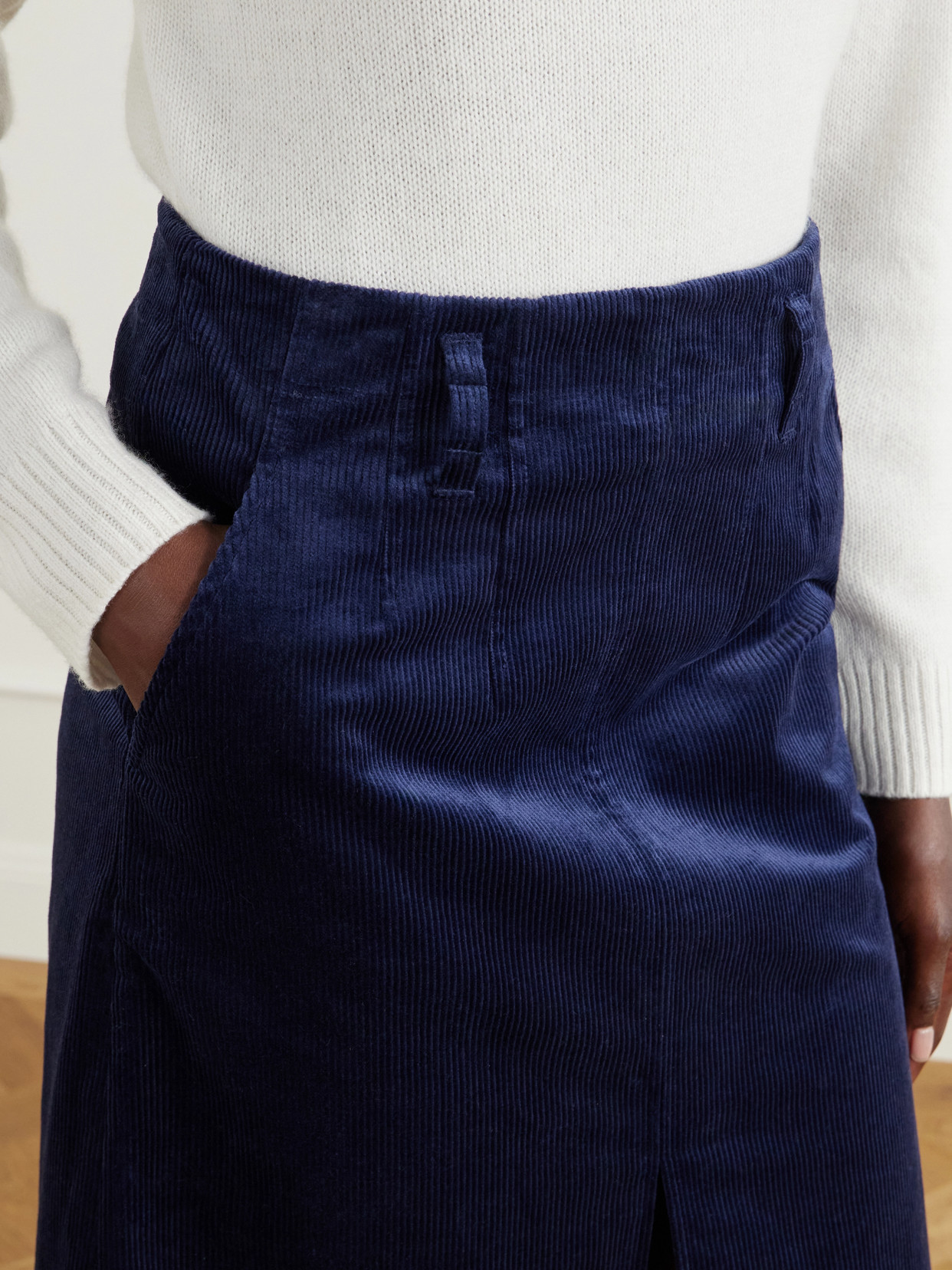 Alexie Belted Cotton-Blend Corduroy Midi