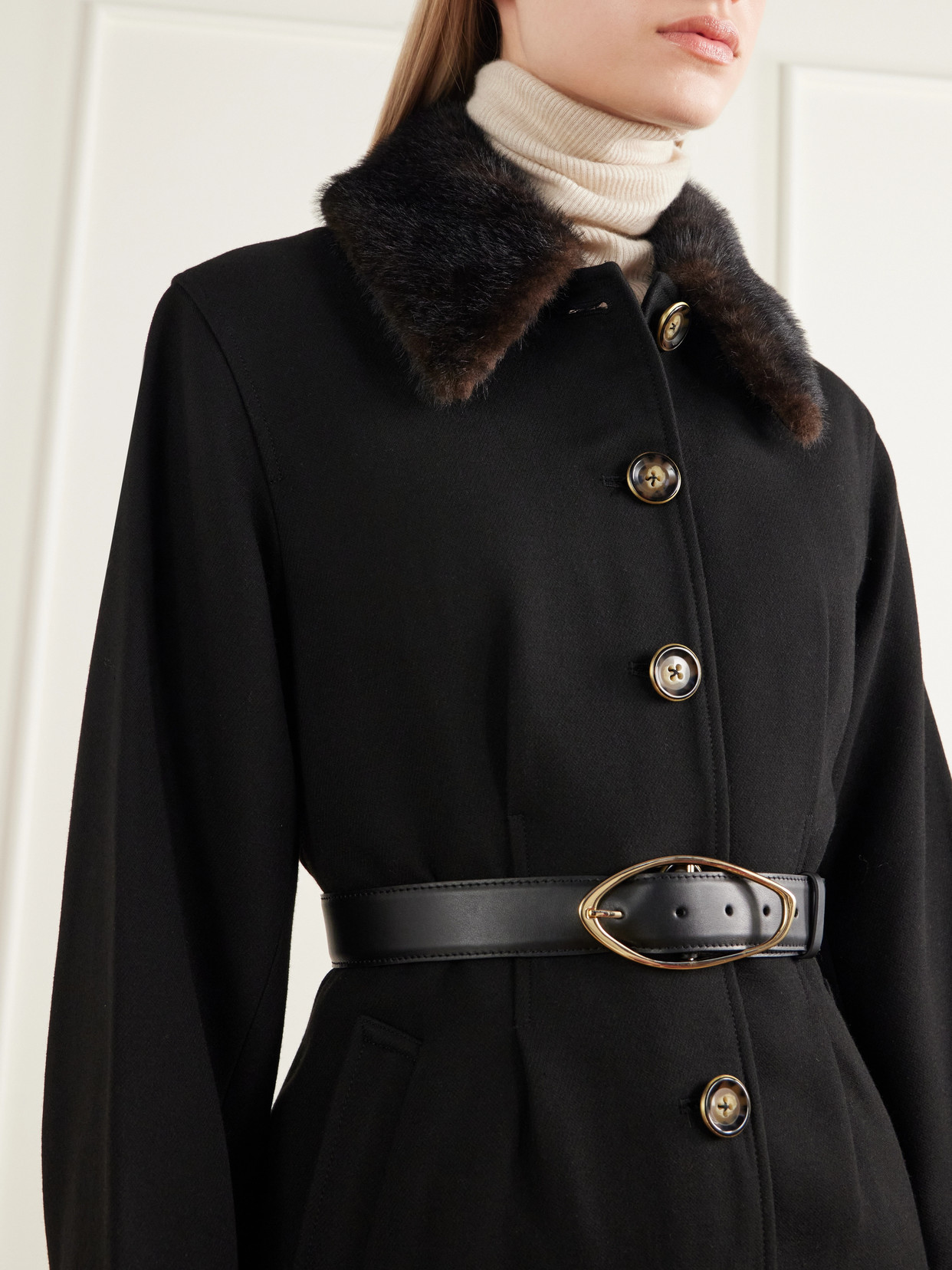 Severine Dickey Plush-Trimmed Crepe Jacket