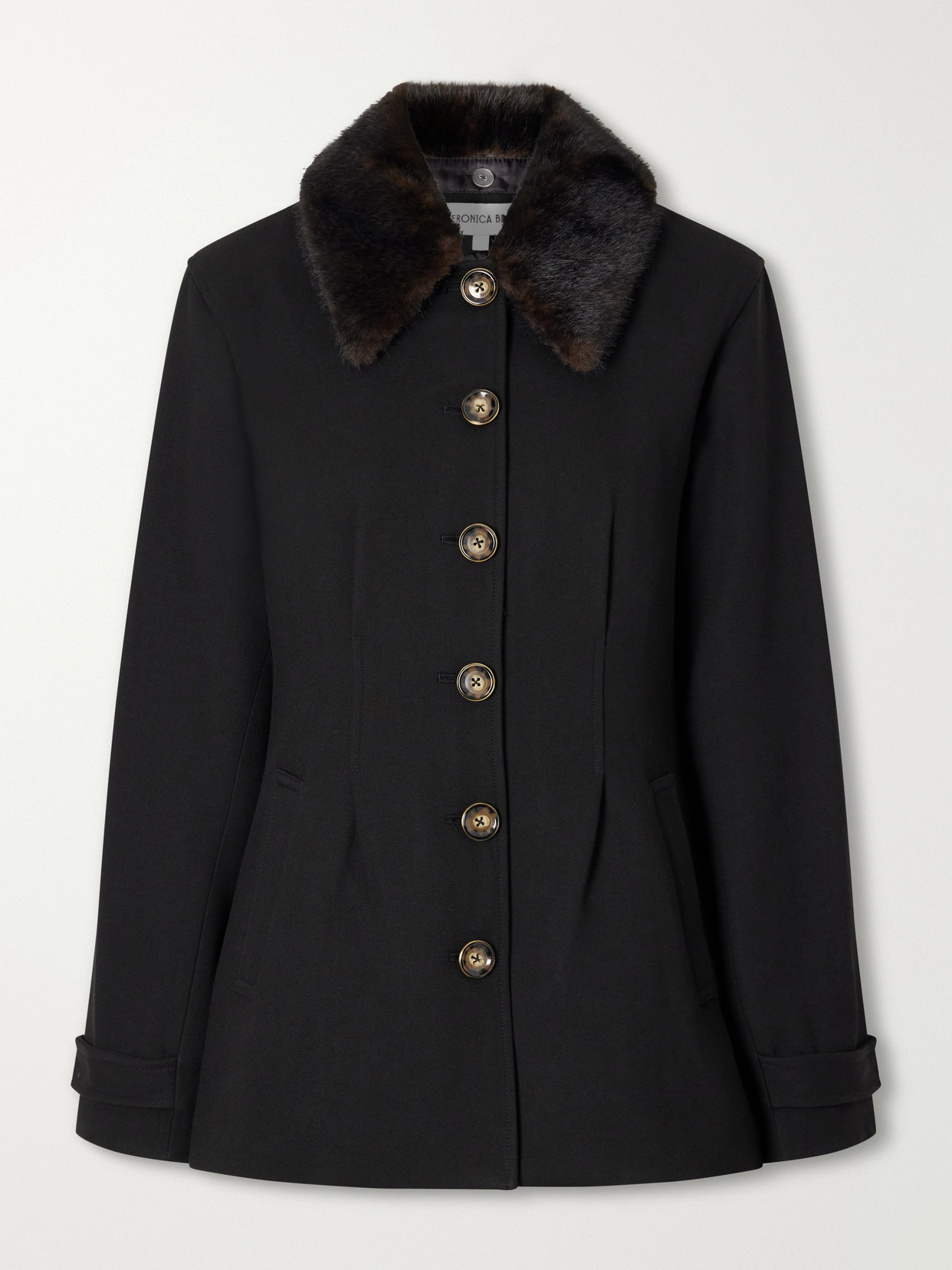 Severine Dickey Plush-Trimmed Crepe Jacket