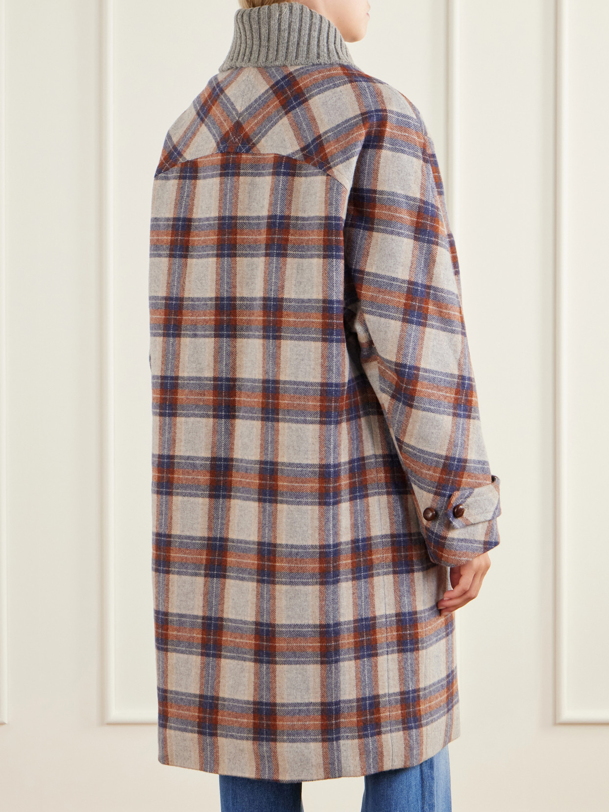 Laurent Checked Wool-Blend Twill Coat