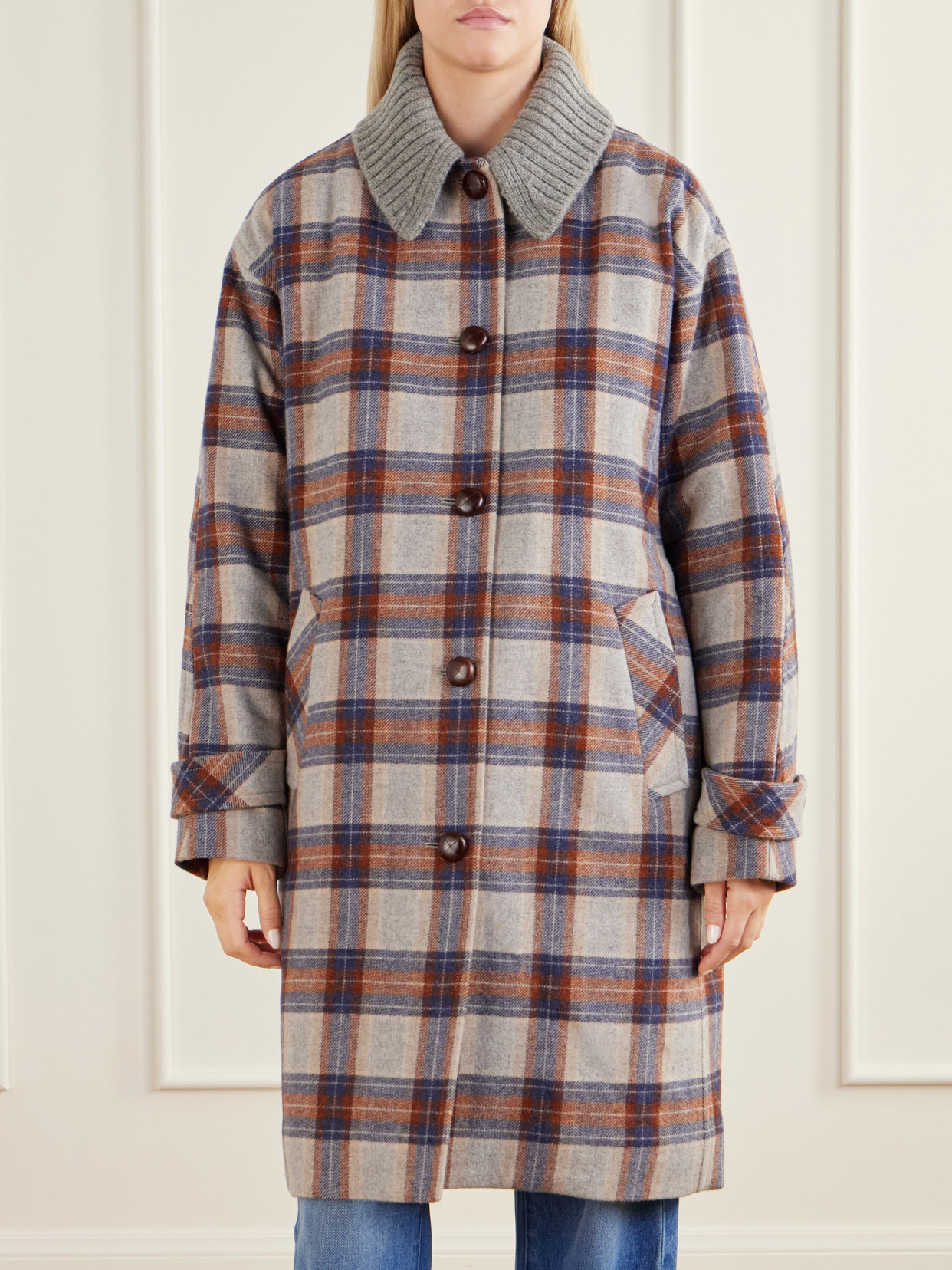 Laurent Checked Wool-Blend Twill Coat