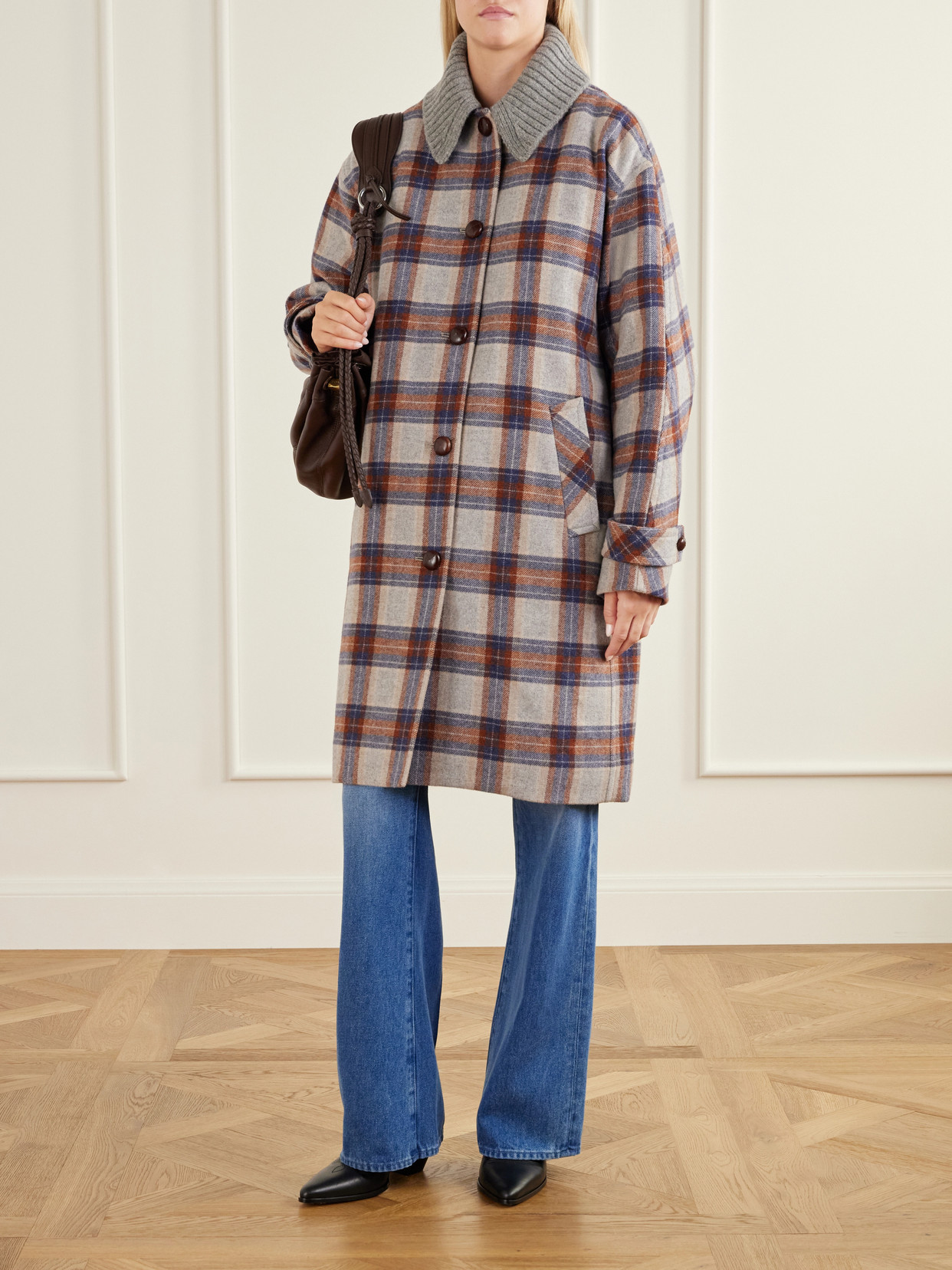 Laurent Checked Wool-Blend Twill Coat