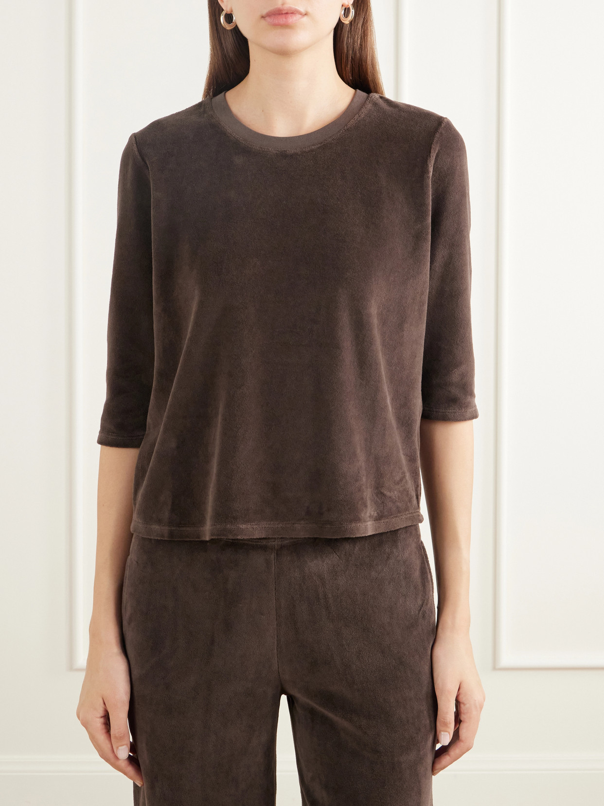 Corfu Cotton-Blend Velour T-Shirt