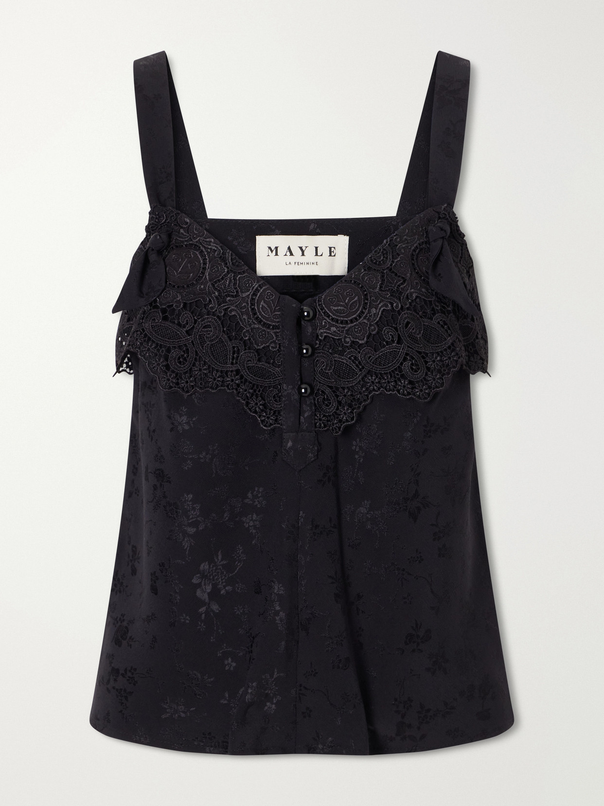 Maison Mayle Cabane Floral-jacquard Silk Top In Black
