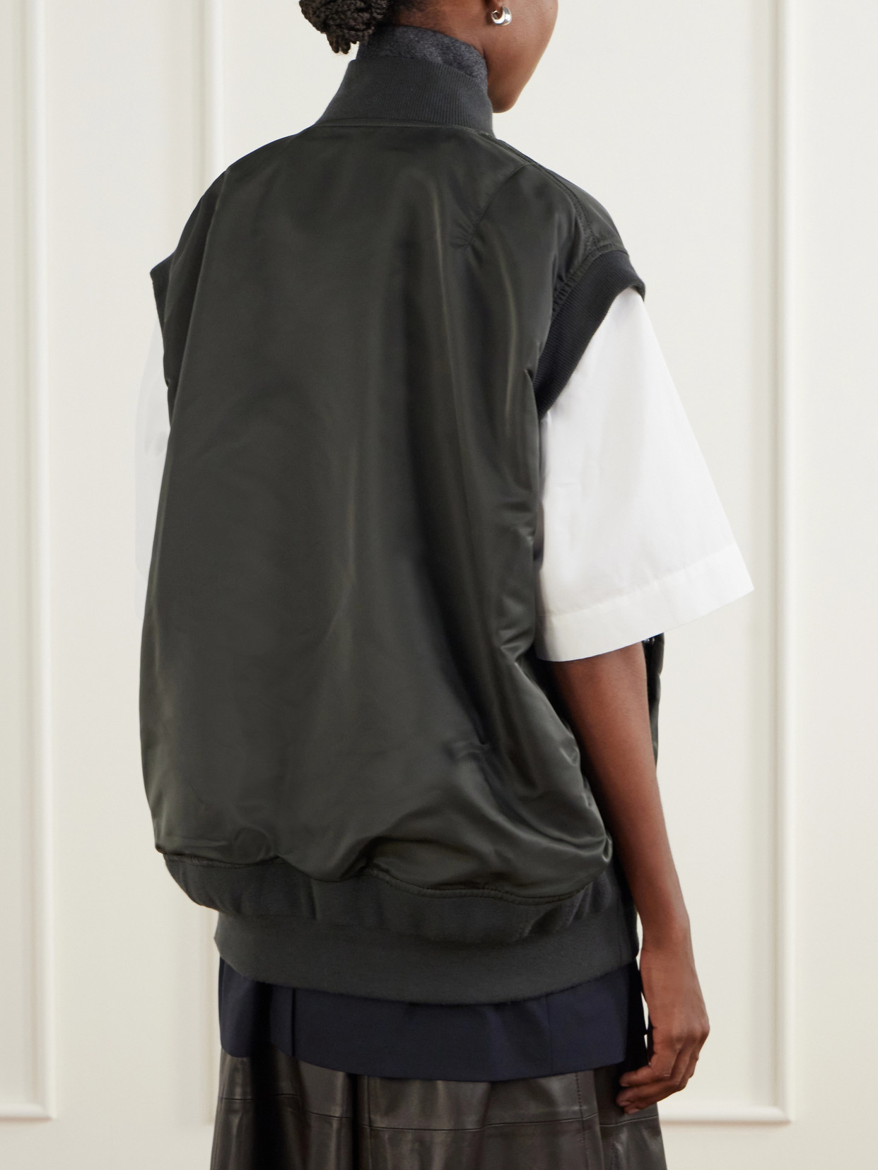 Button-Embellished Twill Vest