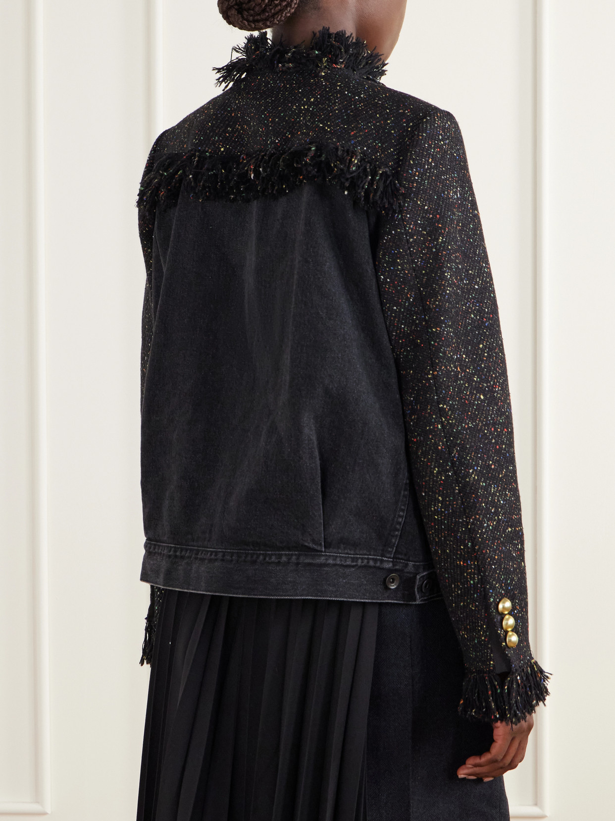 Wool-Blend Tweed Bouclé And Denim Jacket