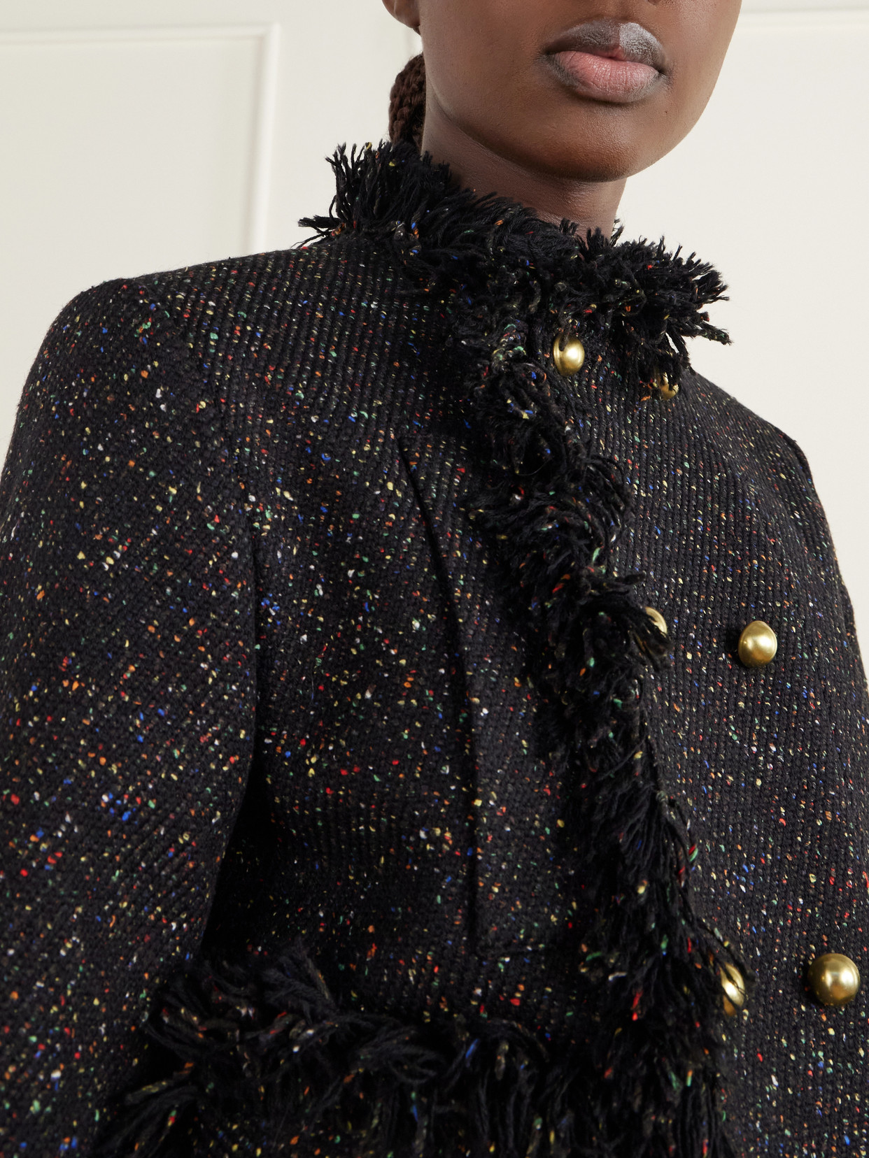 Wool-Blend Tweed Bouclé And Denim Jacket