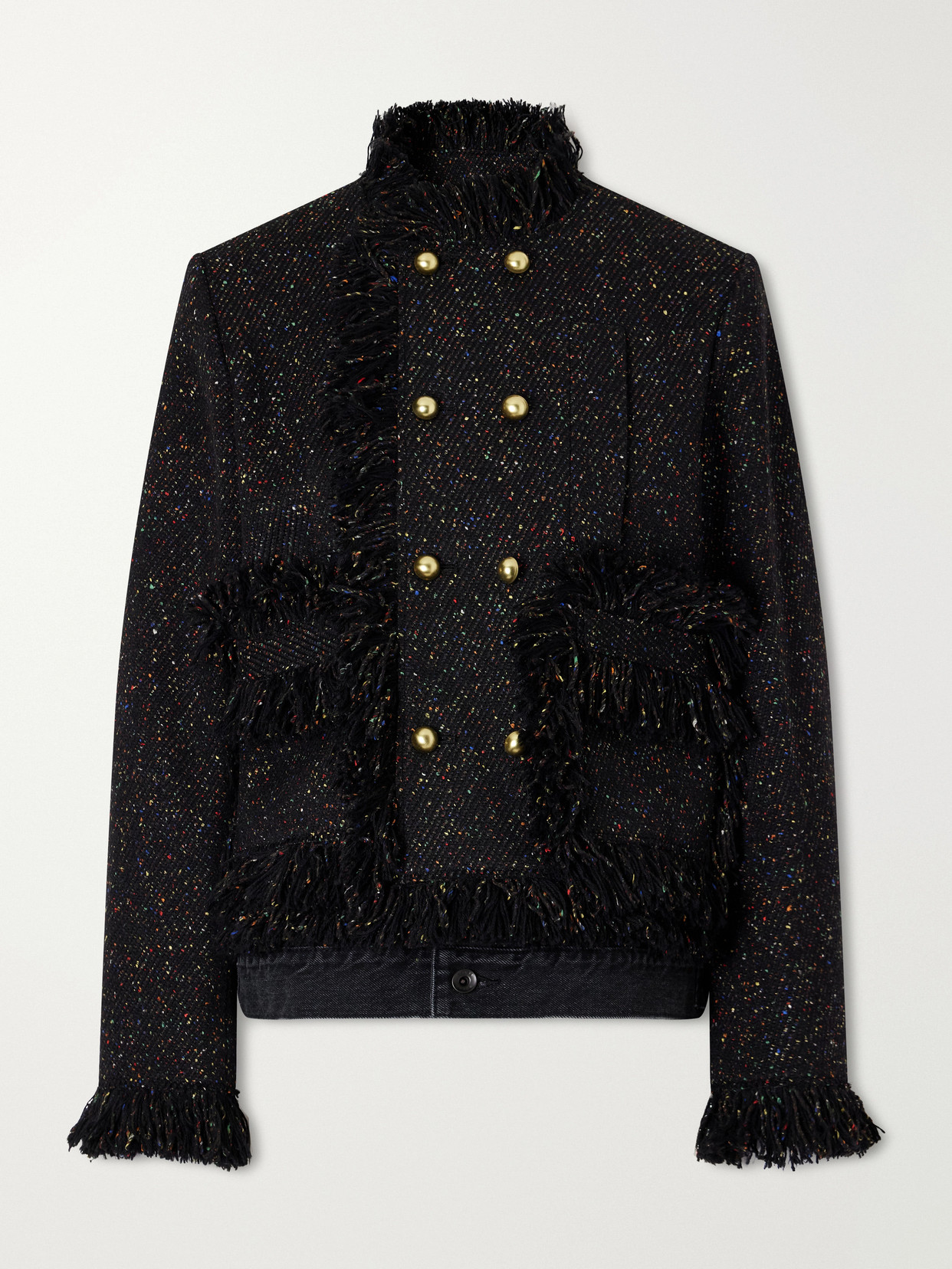 Wool-Blend Tweed Bouclé And Denim Jacket