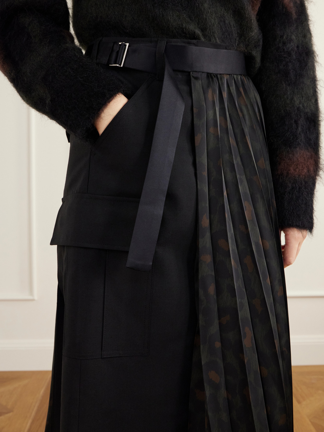 Pleated Leopard-Print Jersey And Midi