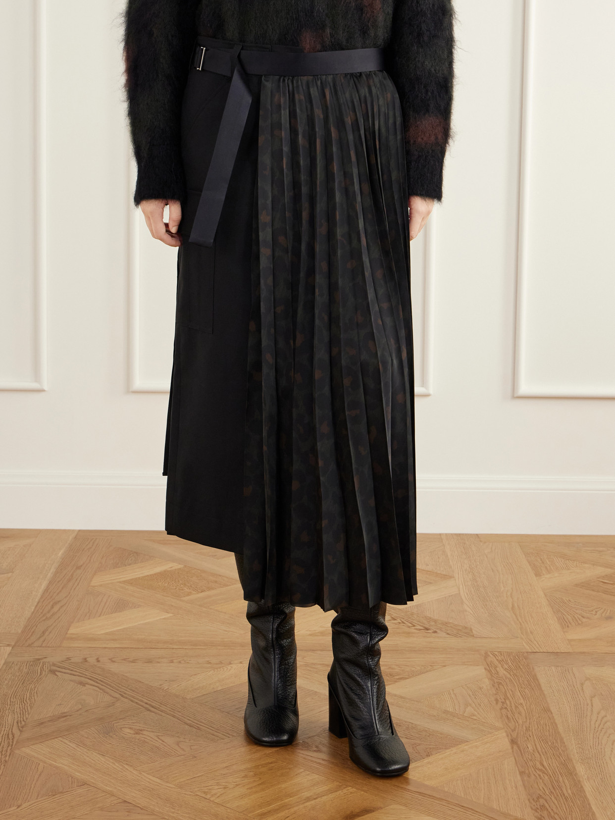 Pleated Leopard-Print Jersey And Midi