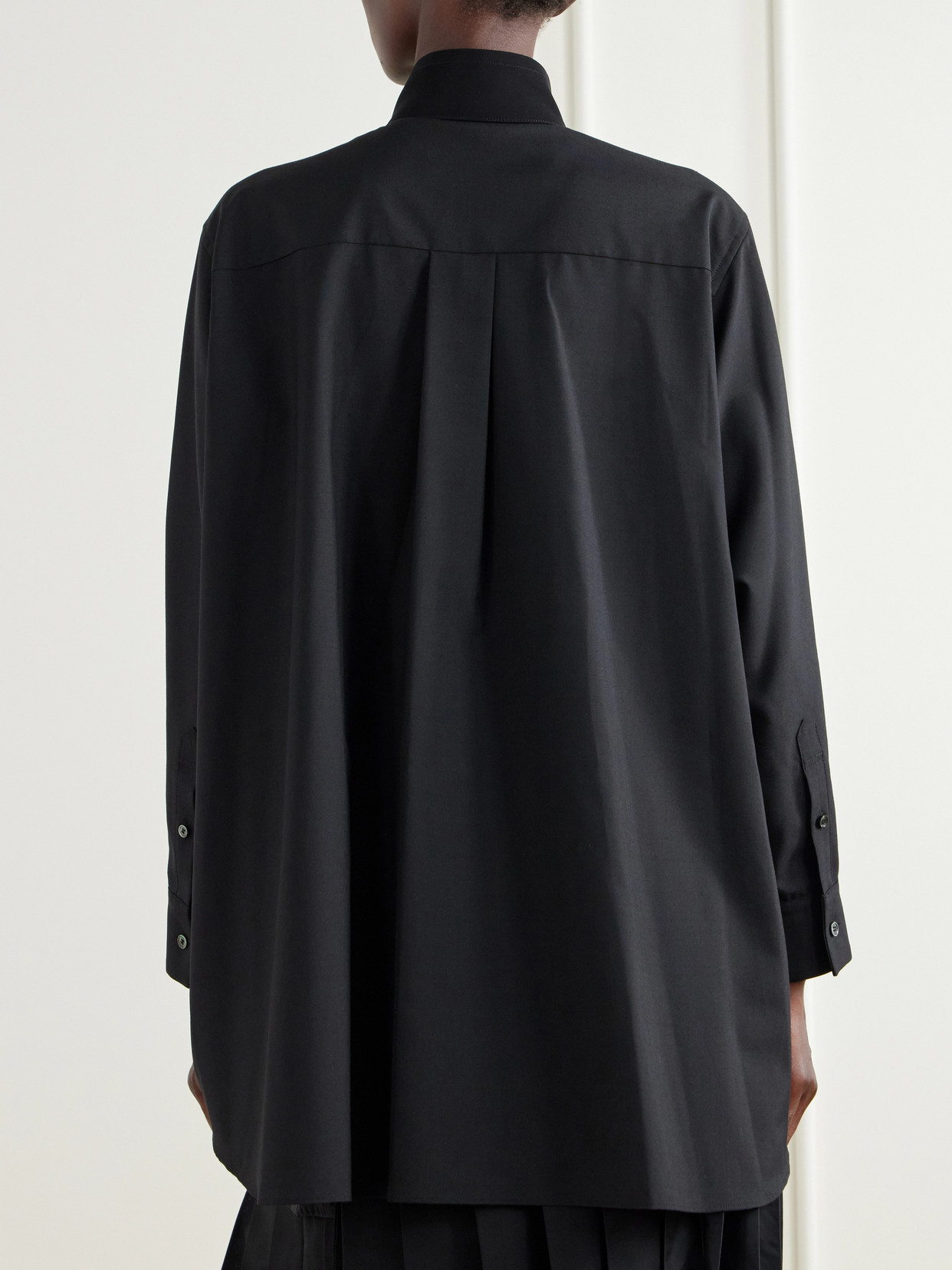 Crepe-Trimmed Woven Shirt