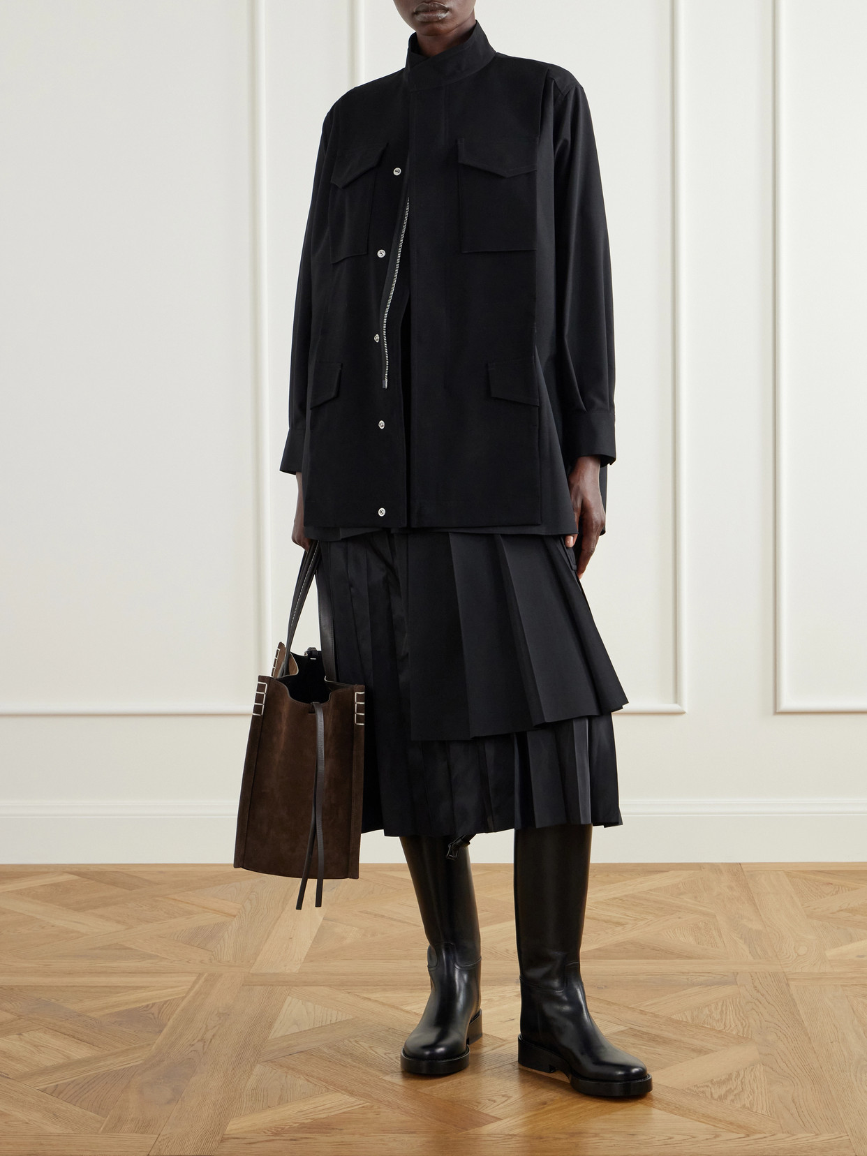 Crepe-Trimmed Woven Shirt