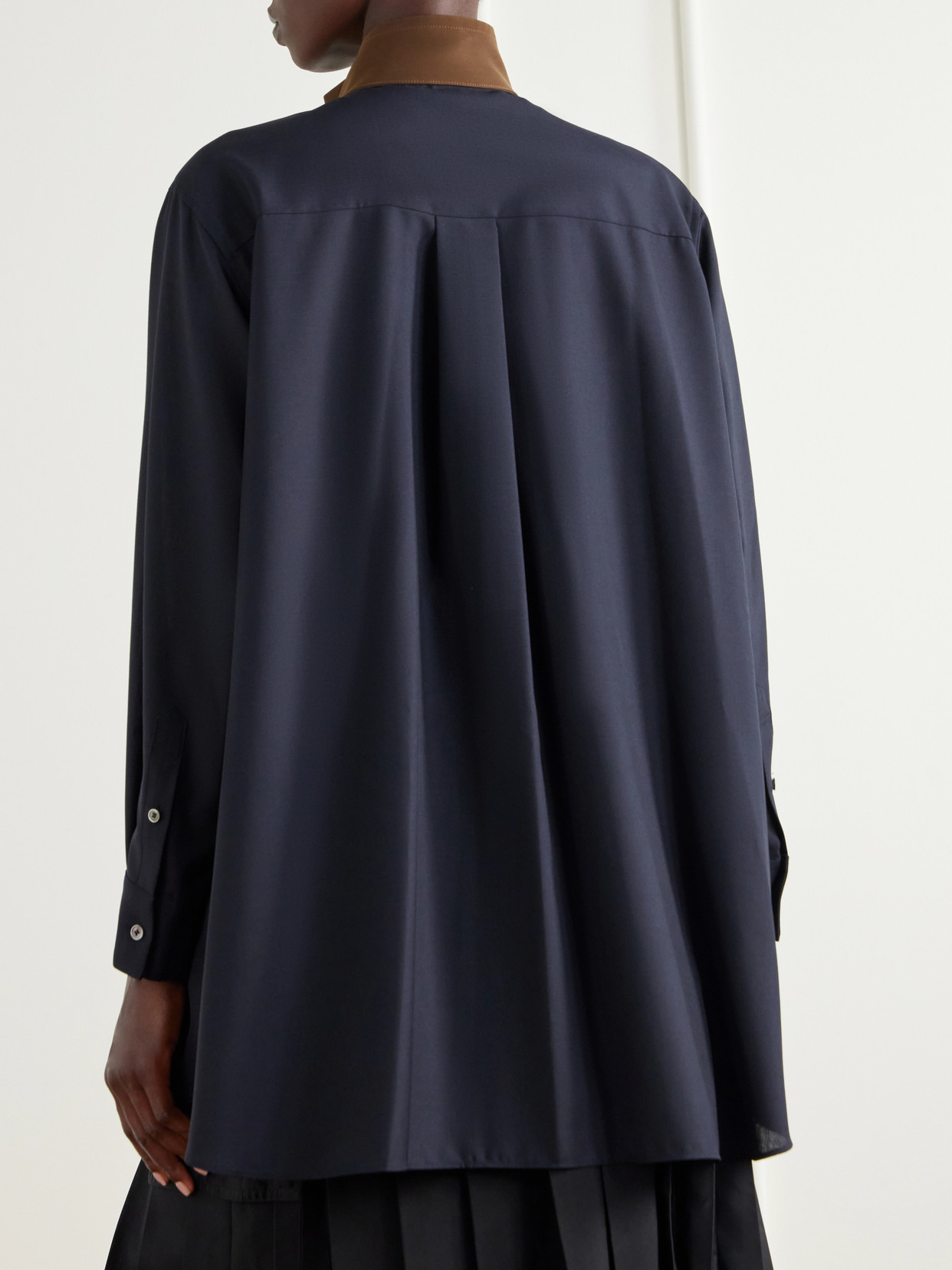 Crepe-Trimmed Woven Shirt