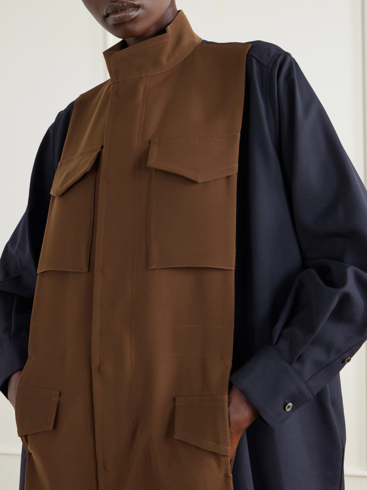 Crepe-Trimmed Woven Shirt