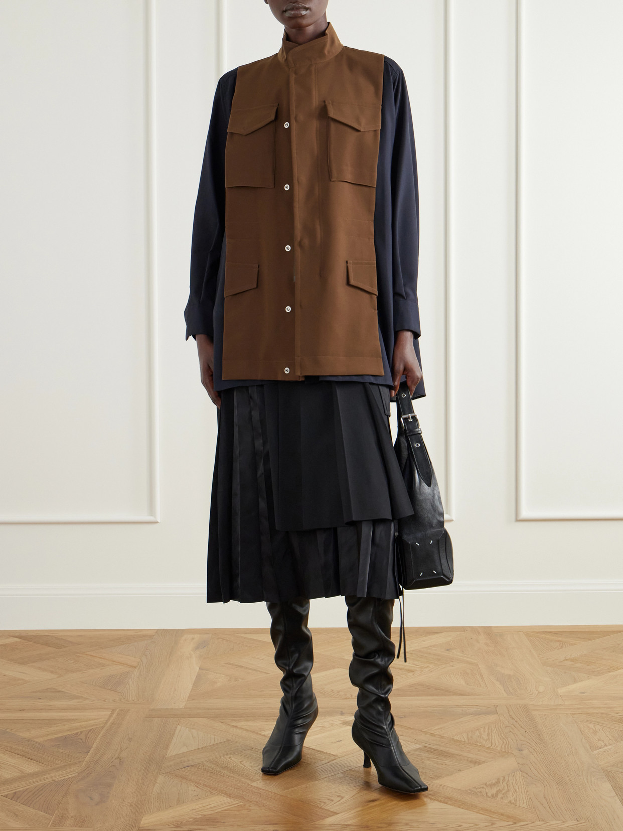 Crepe-Trimmed Woven Shirt