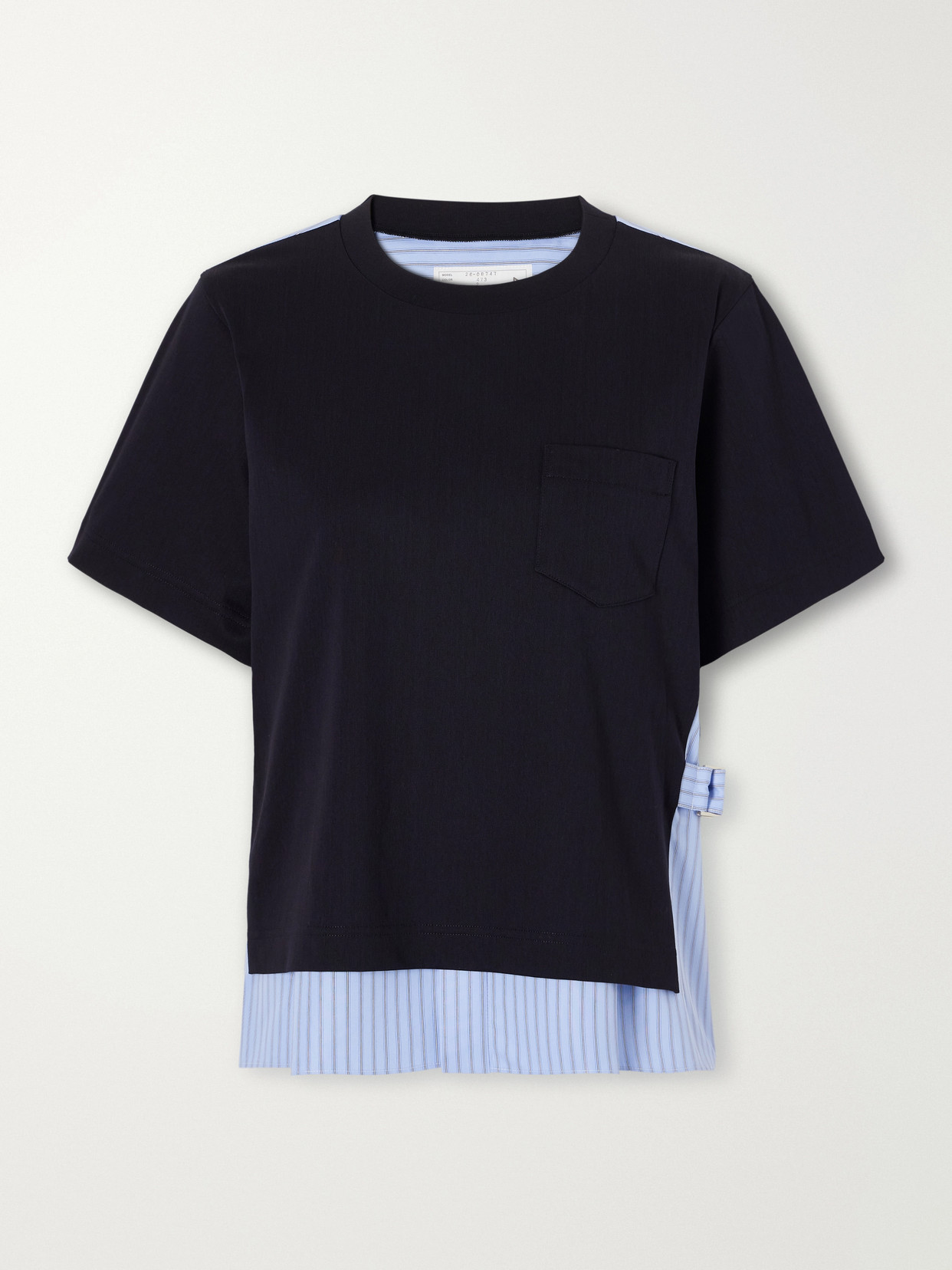 Striped Poplin-Trimmed Cotton-Jersey T-Shirt