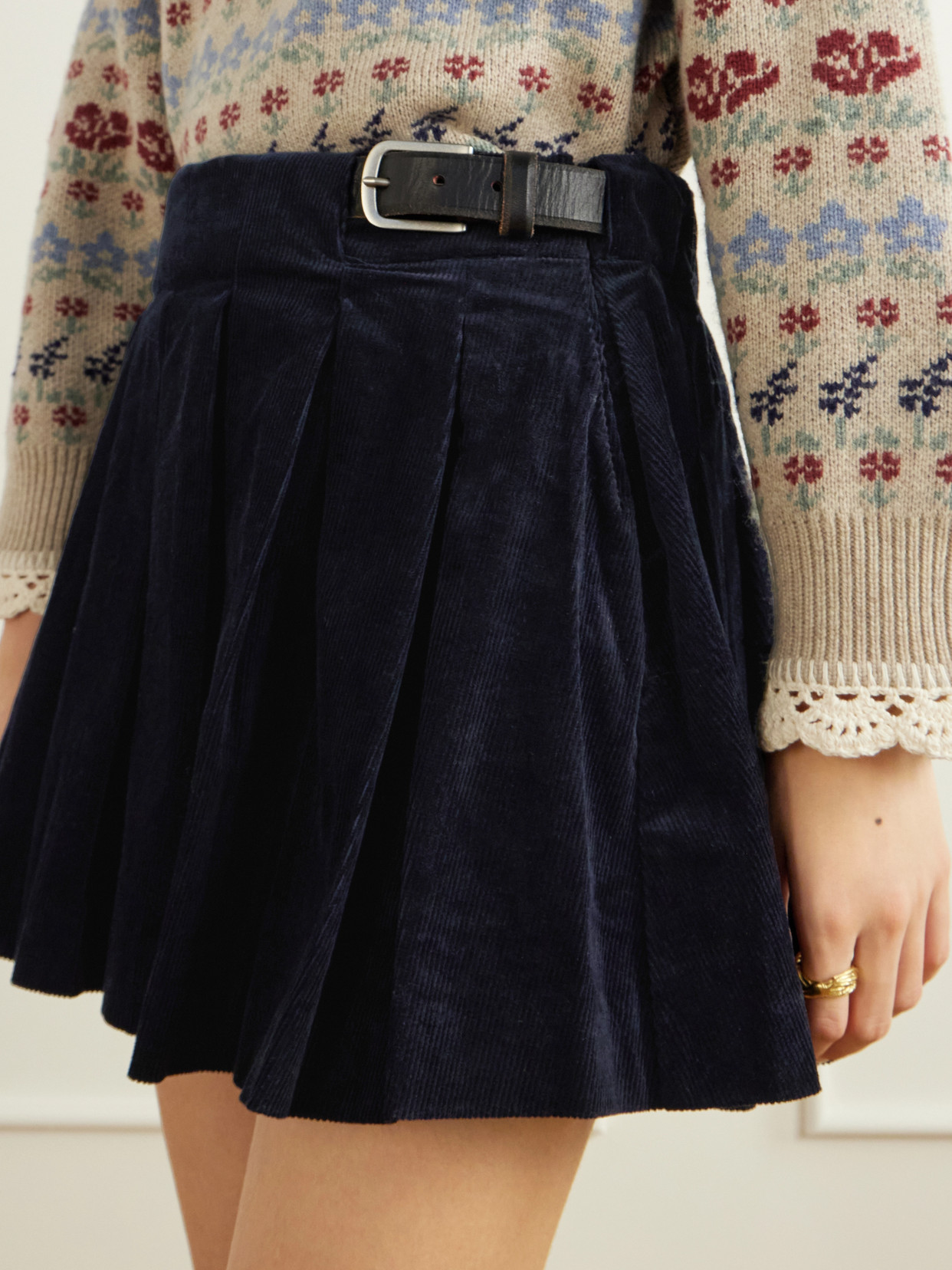 Garrett Pleated Stretch-Cotton Corduroy Mini
