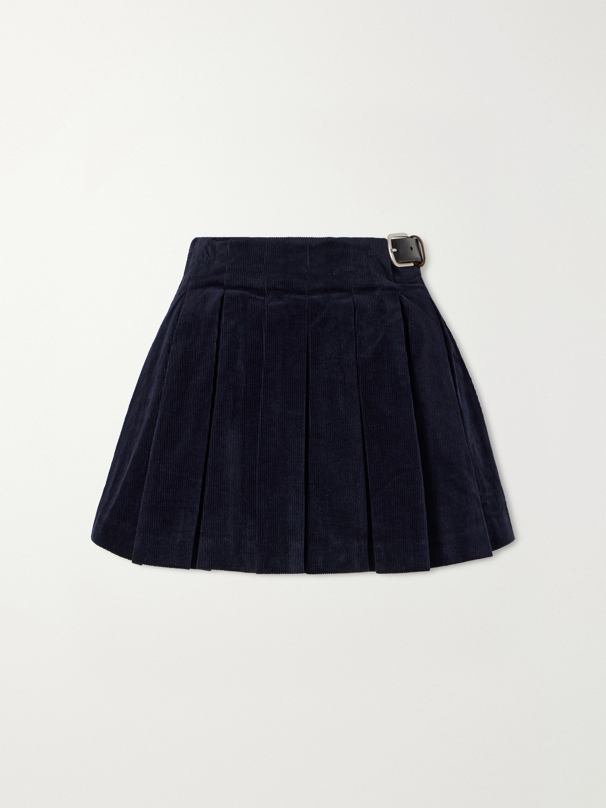 Sea Garrett Pleated Stretch-cotton Corduroy Mini Skirt In Blue