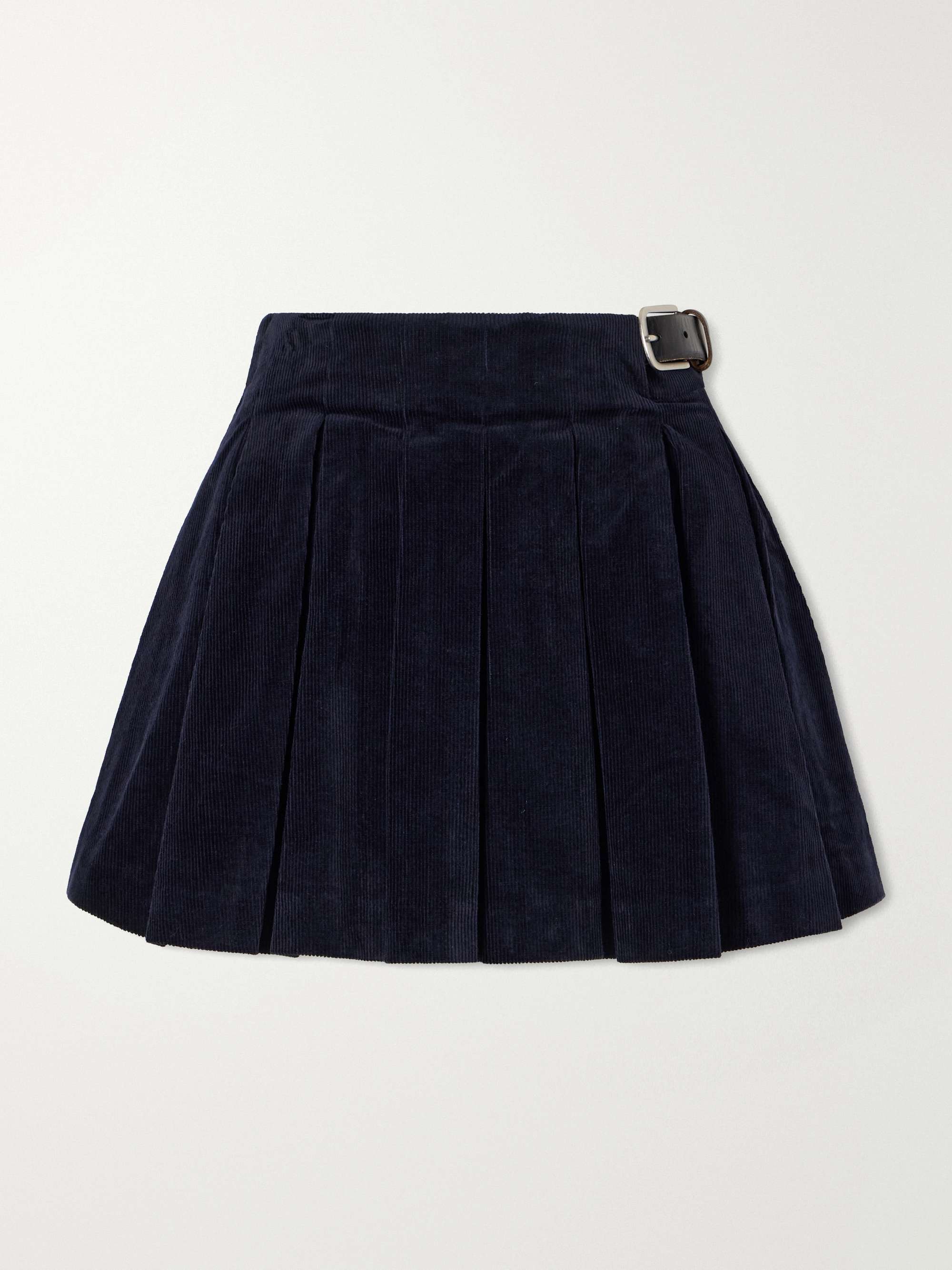 PATOU Belted pleated cotton-twill mini skirt | NET-A-PORTER