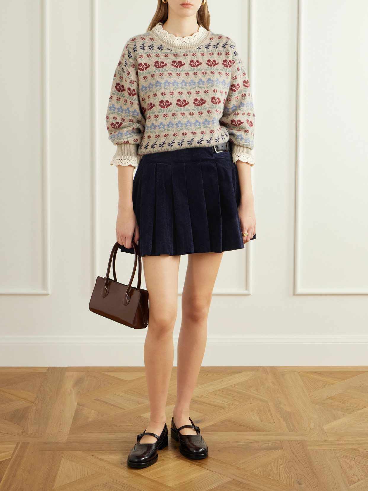 Garrett Pleated Stretch-Cotton Corduroy Mini