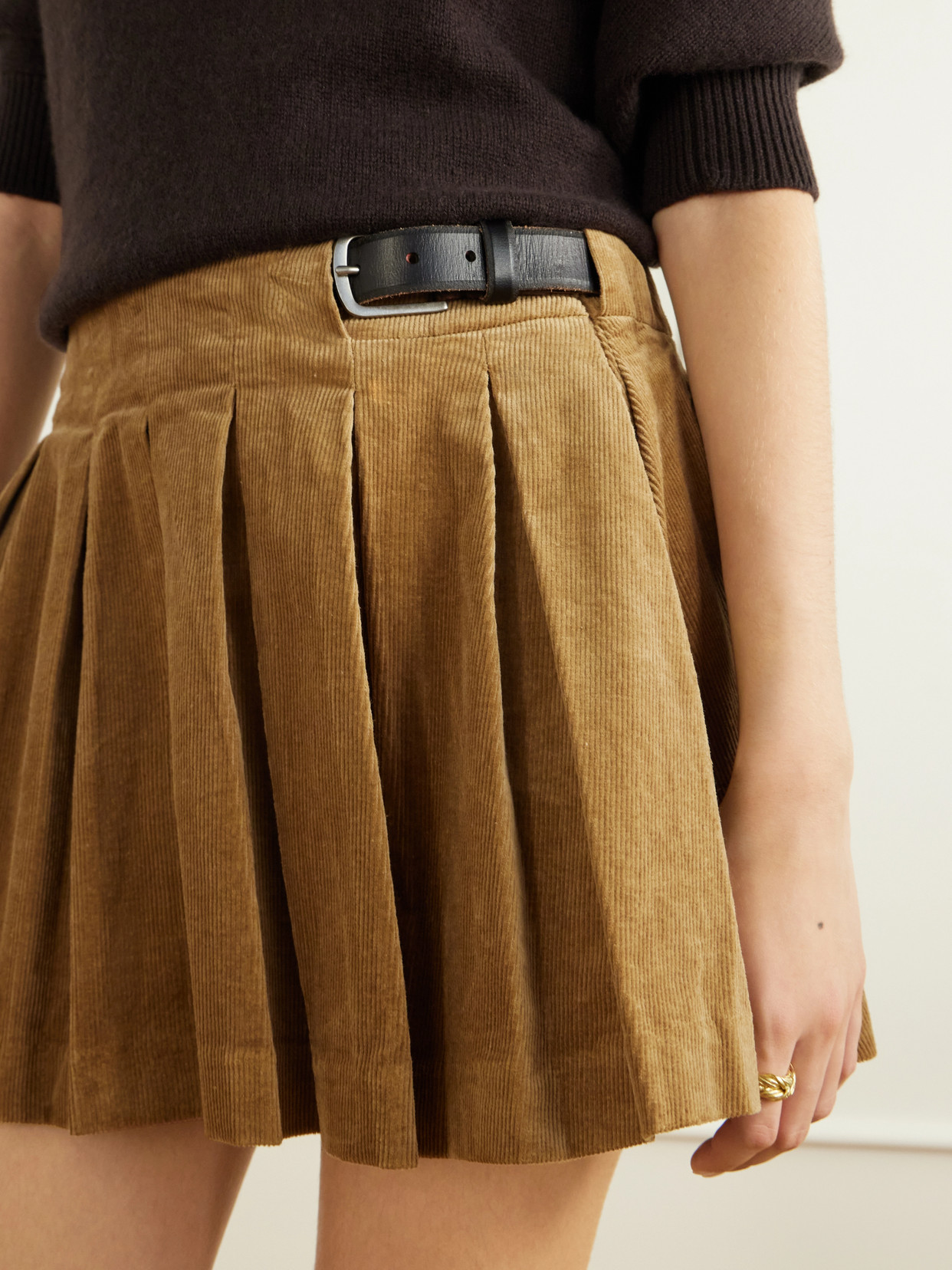 Garrett Pleated Stretch-Cotton Corduroy Mini