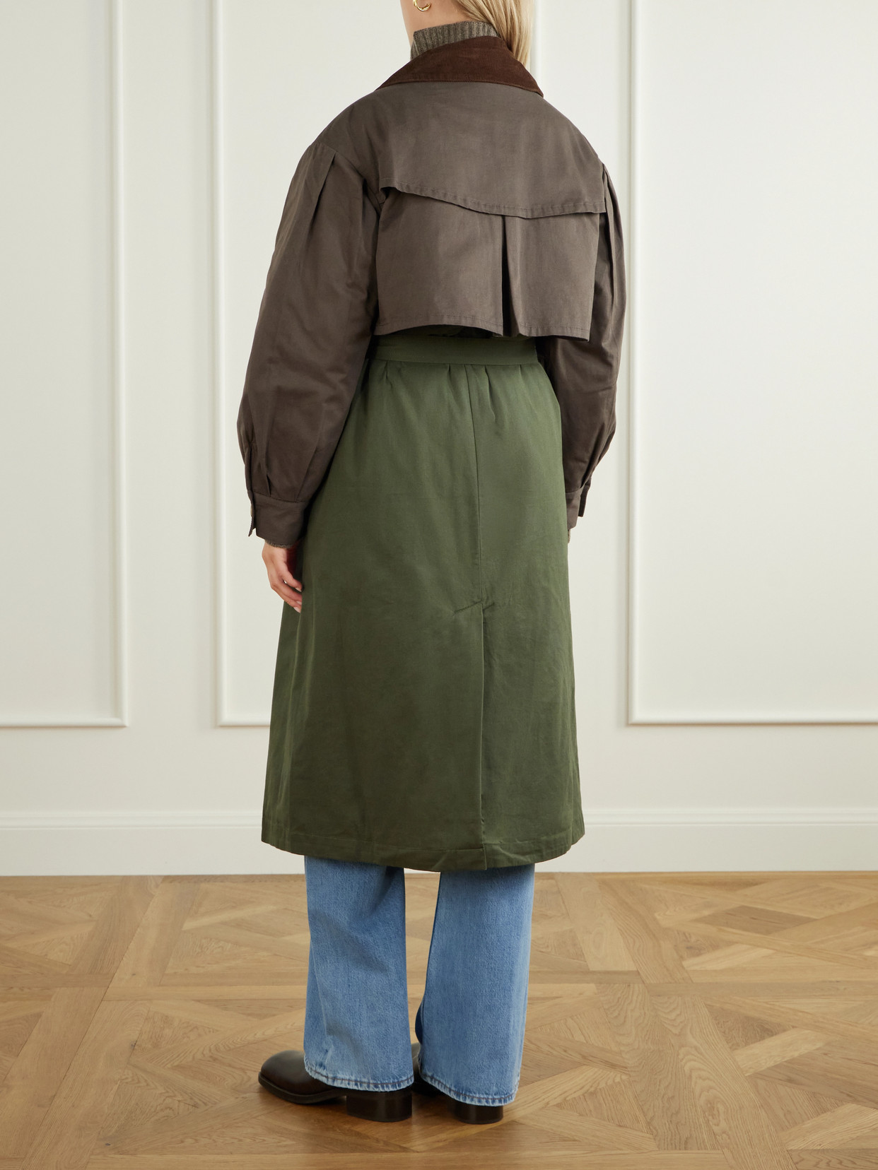 Tristan Corduroy-Trimmed Cotton Trench Coat