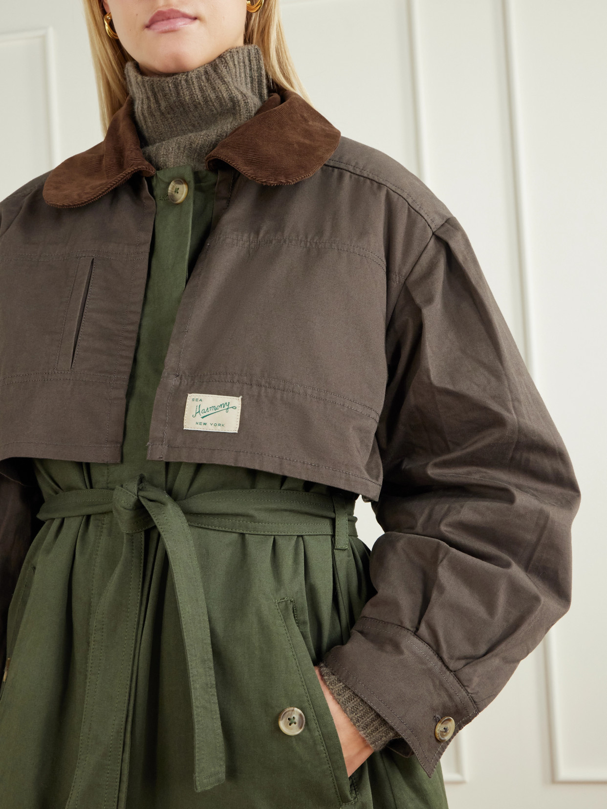 Tristan Corduroy-Trimmed Cotton Trench Coat