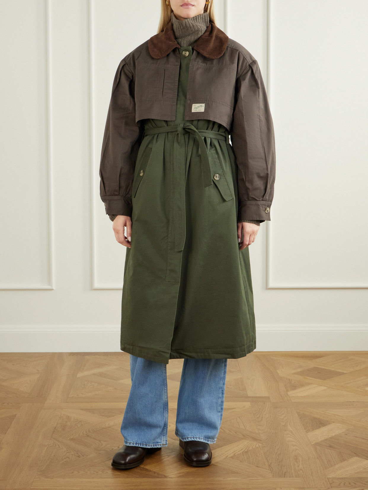 Tristan Corduroy-Trimmed Cotton Trench Coat