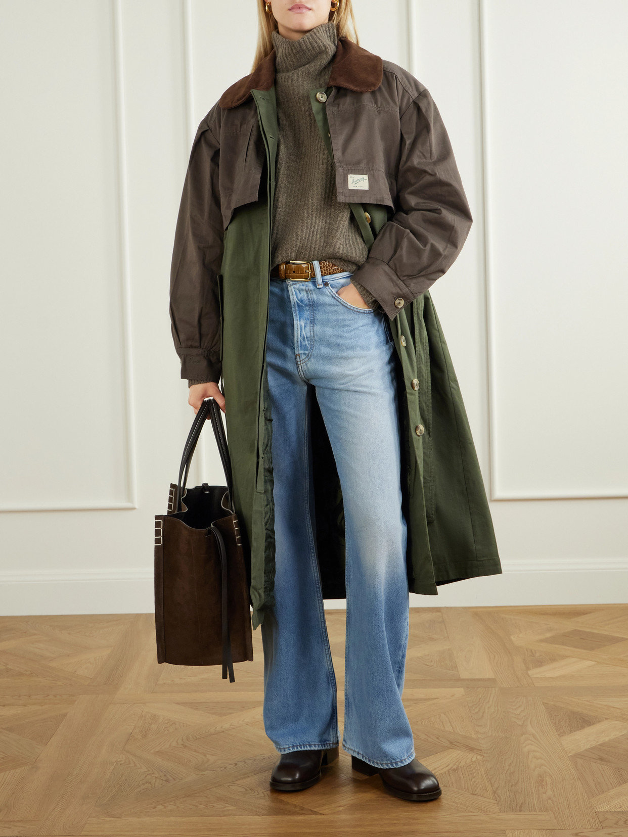 Tristan Corduroy-Trimmed Cotton Trench Coat
