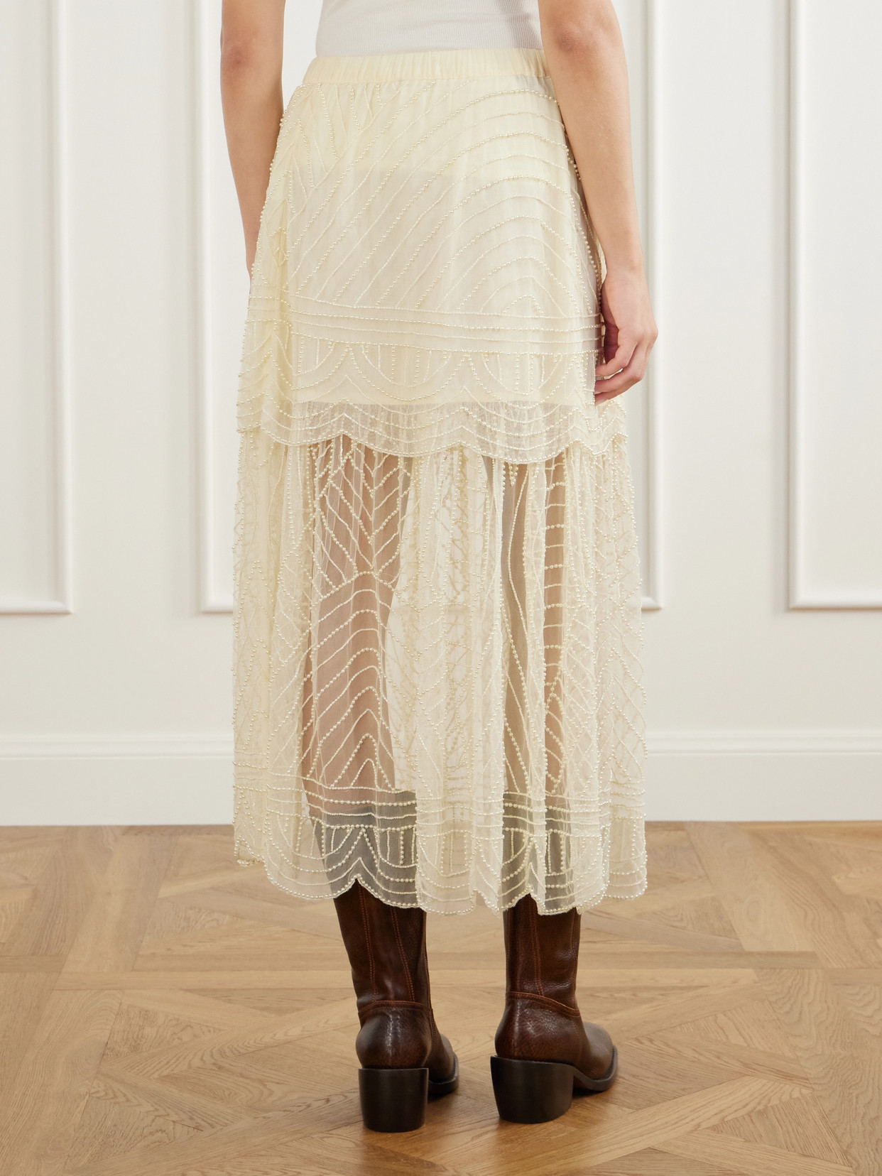 Carlotta Bead-Embellished Tulle Midi