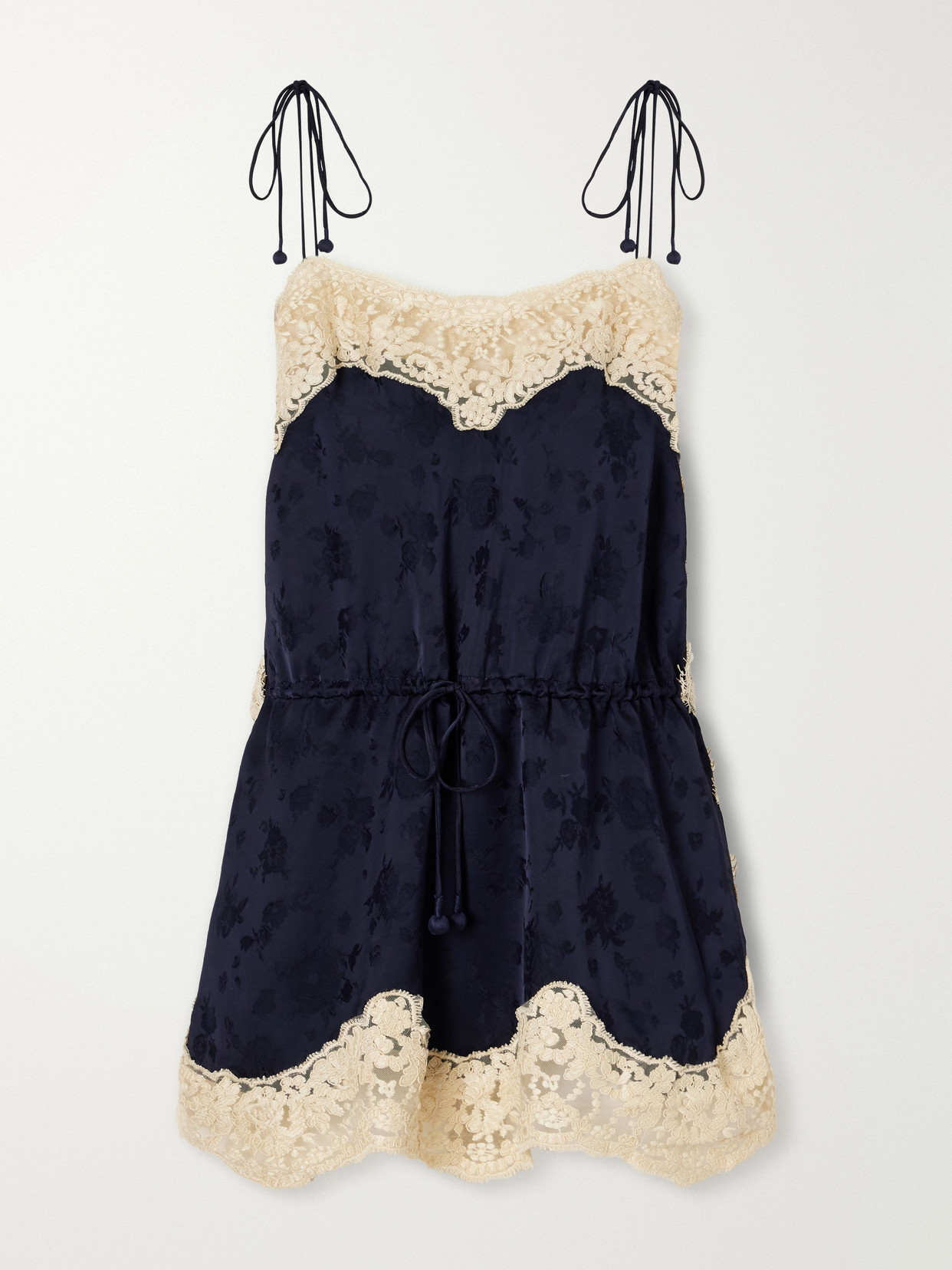 Shay Gathered Lace-Trimmed Floral-Jacquard Camisole