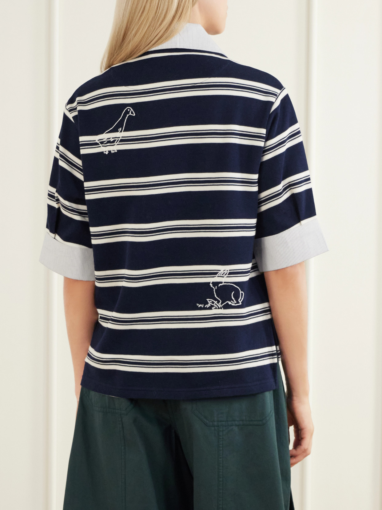 Mina Embroidered Striped Polo