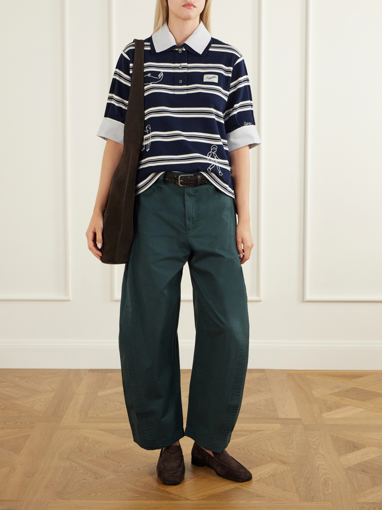 Mina Embroidered Striped Polo