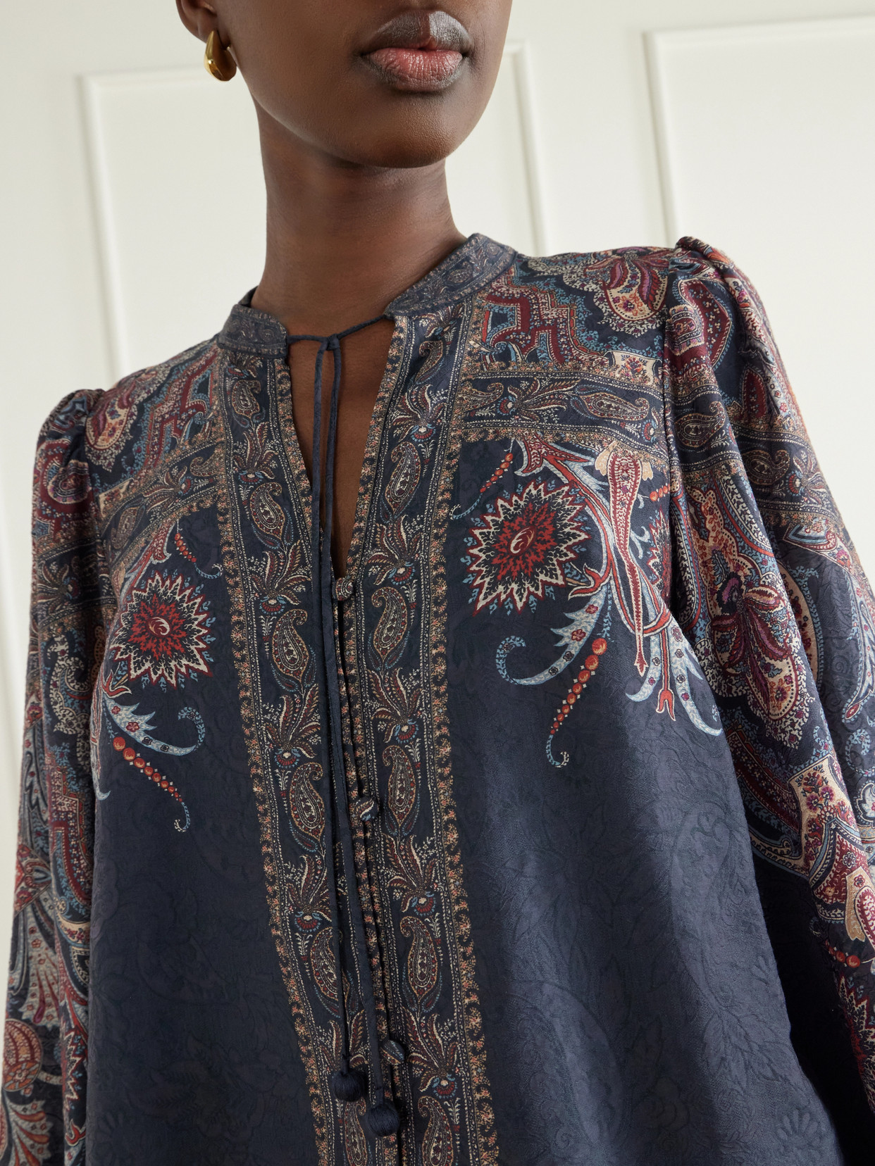 Hyacinth Tie-Detailed Printed Chiffon Blouse