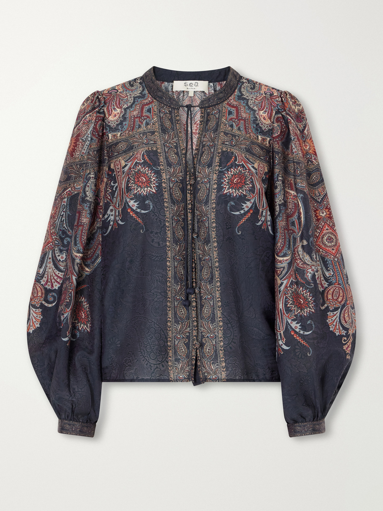 Hyacinth Tie-Detailed Printed Chiffon Blouse