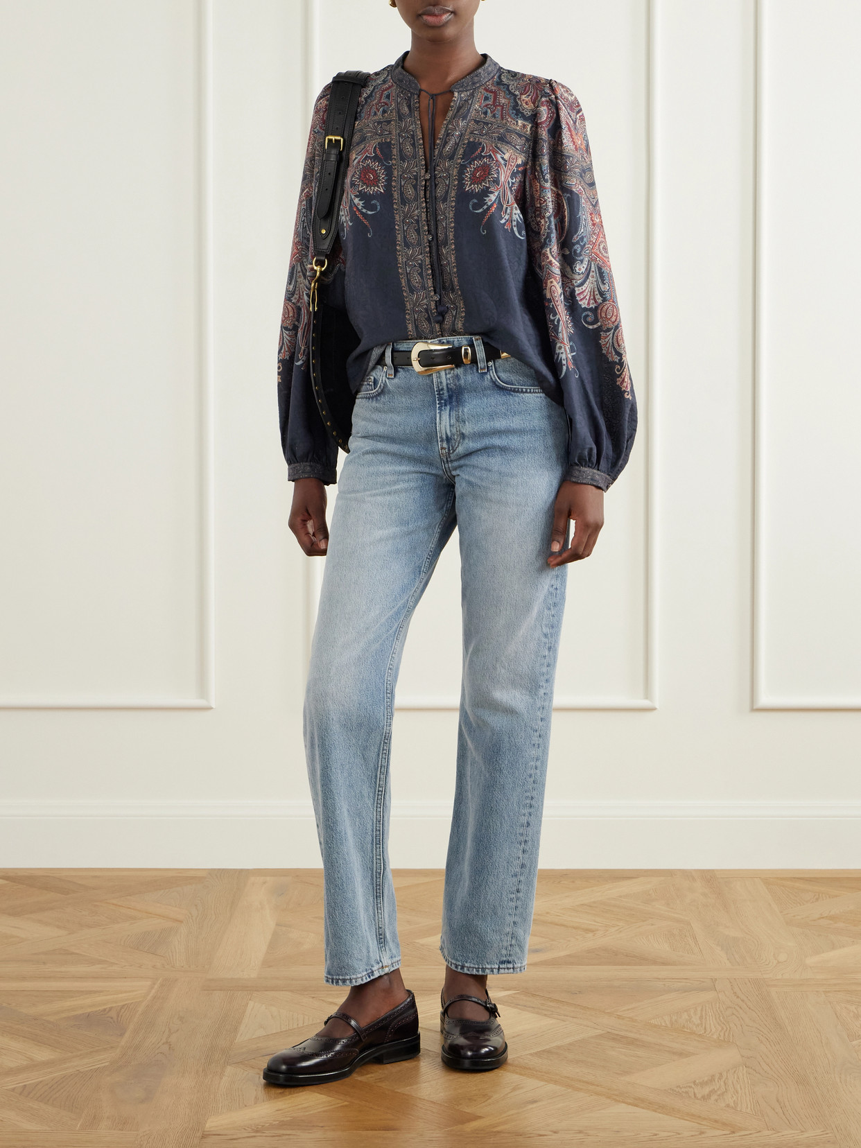 Hyacinth Tie-Detailed Printed Chiffon Blouse