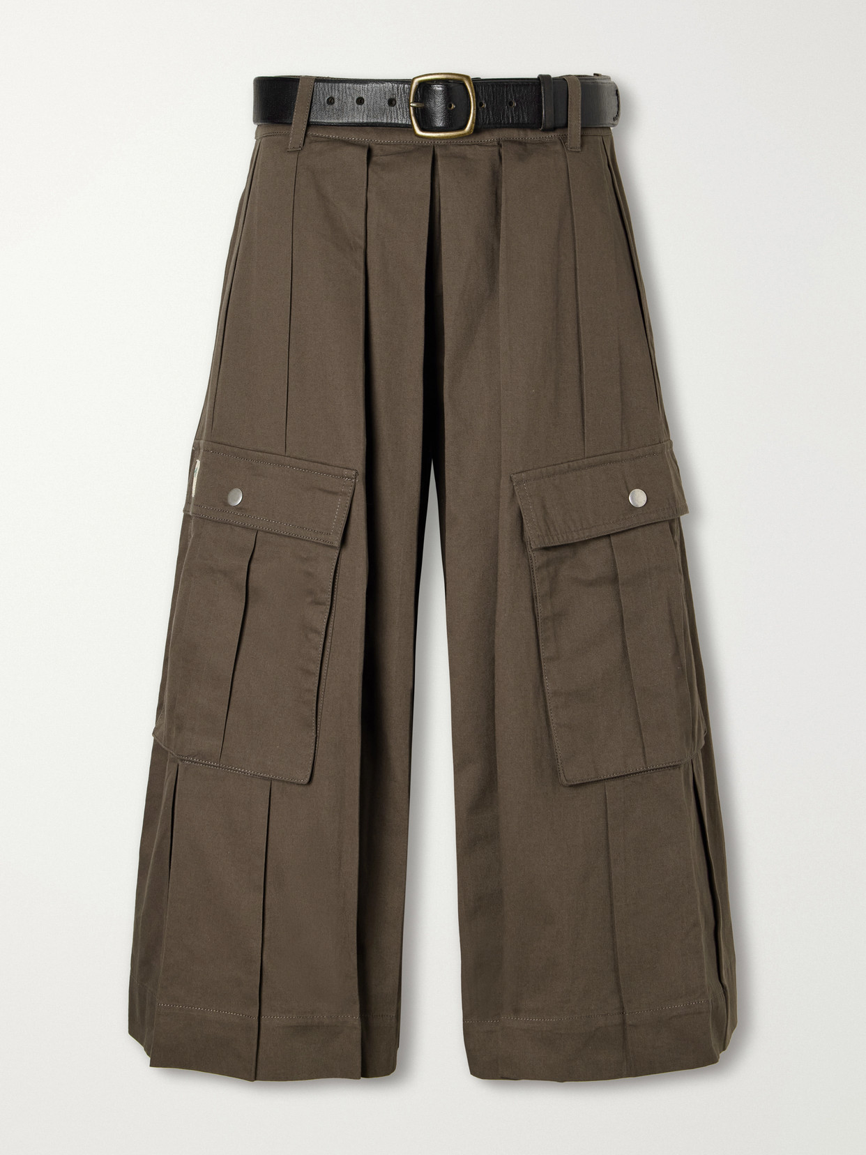 Sea Tristan Mid-rise Pleated Cotton-poplin Wide-leg Pants In Brown