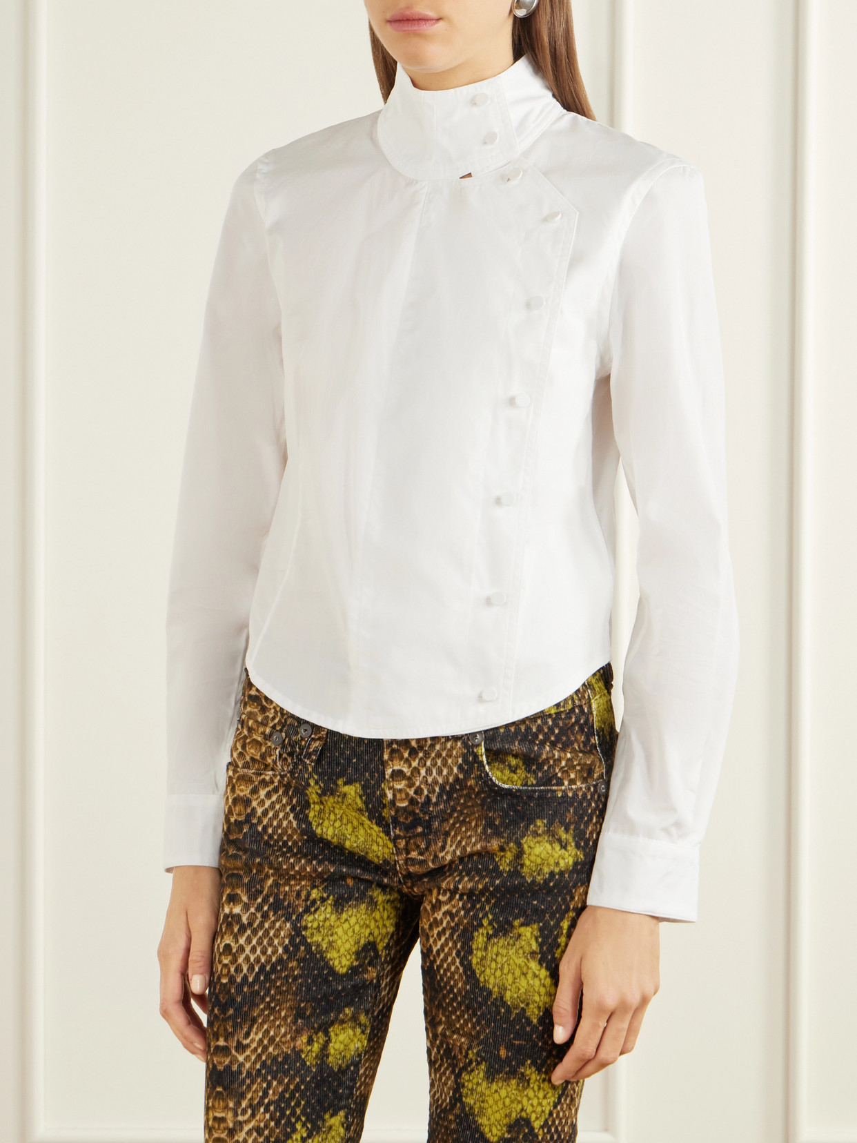 Asymmetrical Cotton-Poplin Shirt