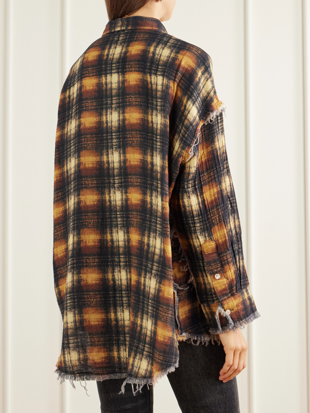 Frayed Cotton-Flannel Shirt