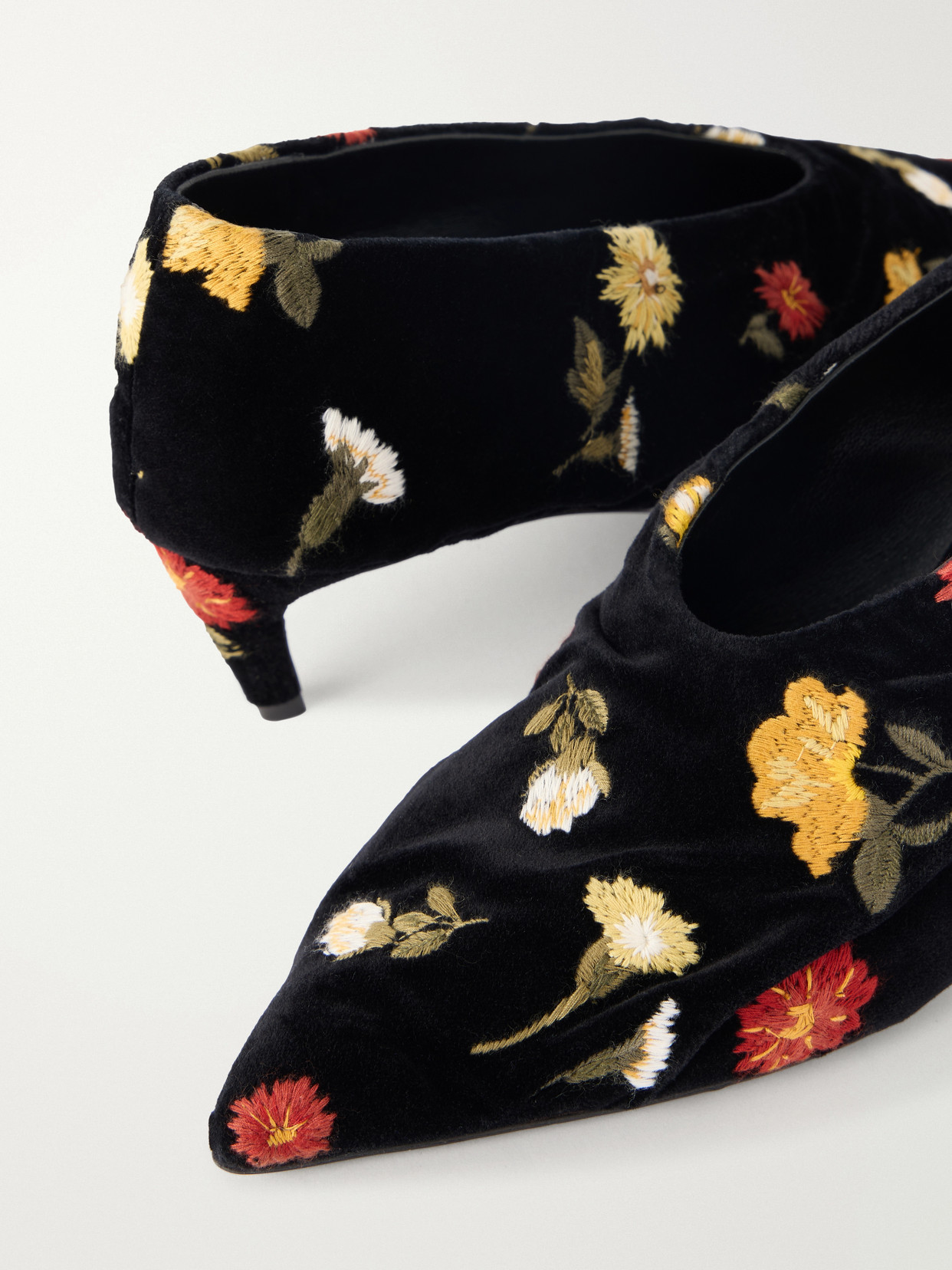 Miriam 50 Embroidered Velvet Pumps