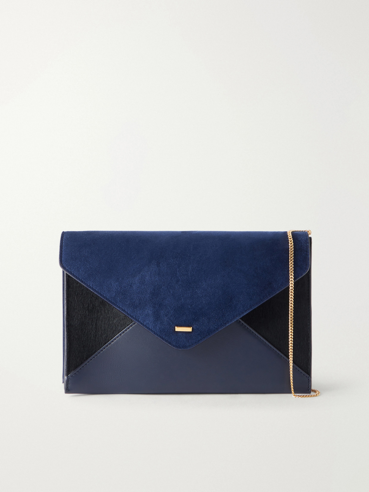 Khaite Grace Mini Leather, Suede And Calf-hair Clutch In Blue
