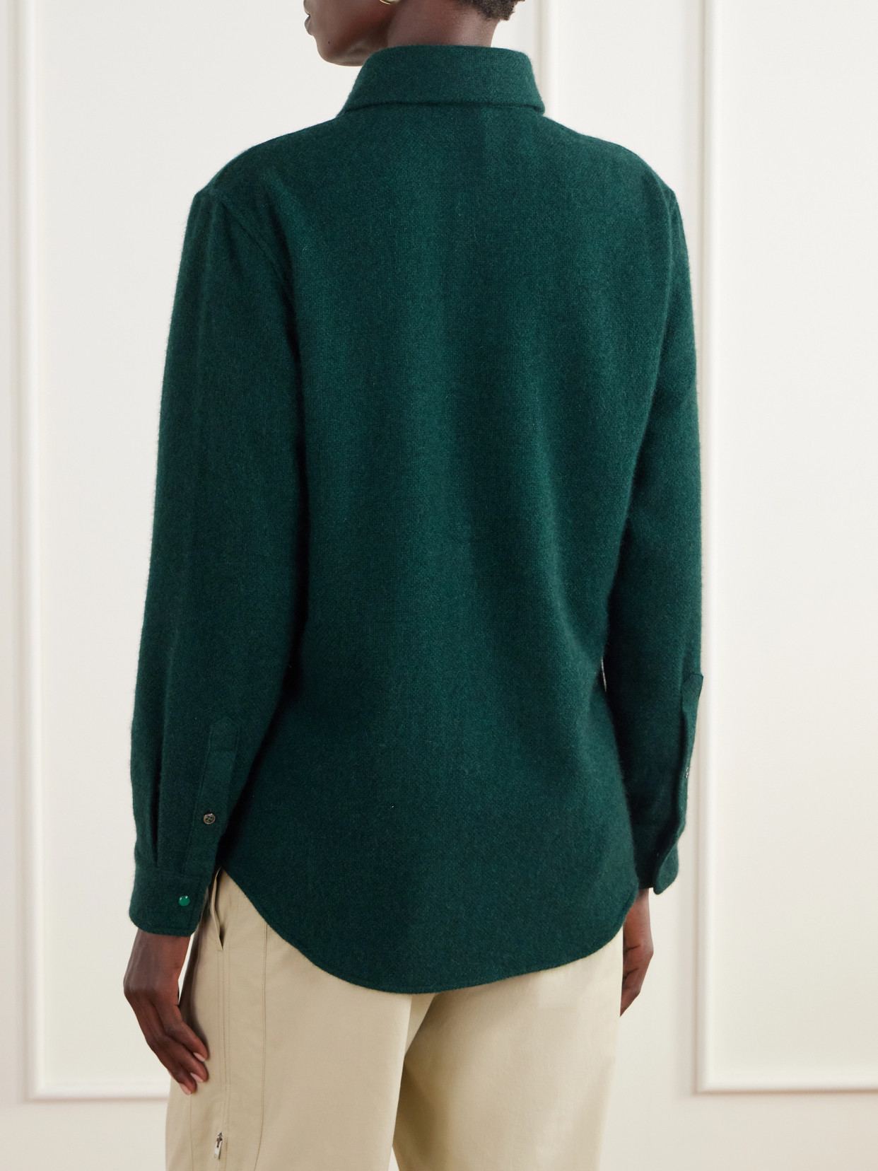 Malachite Basketweave Brushed Cashmere Shirt